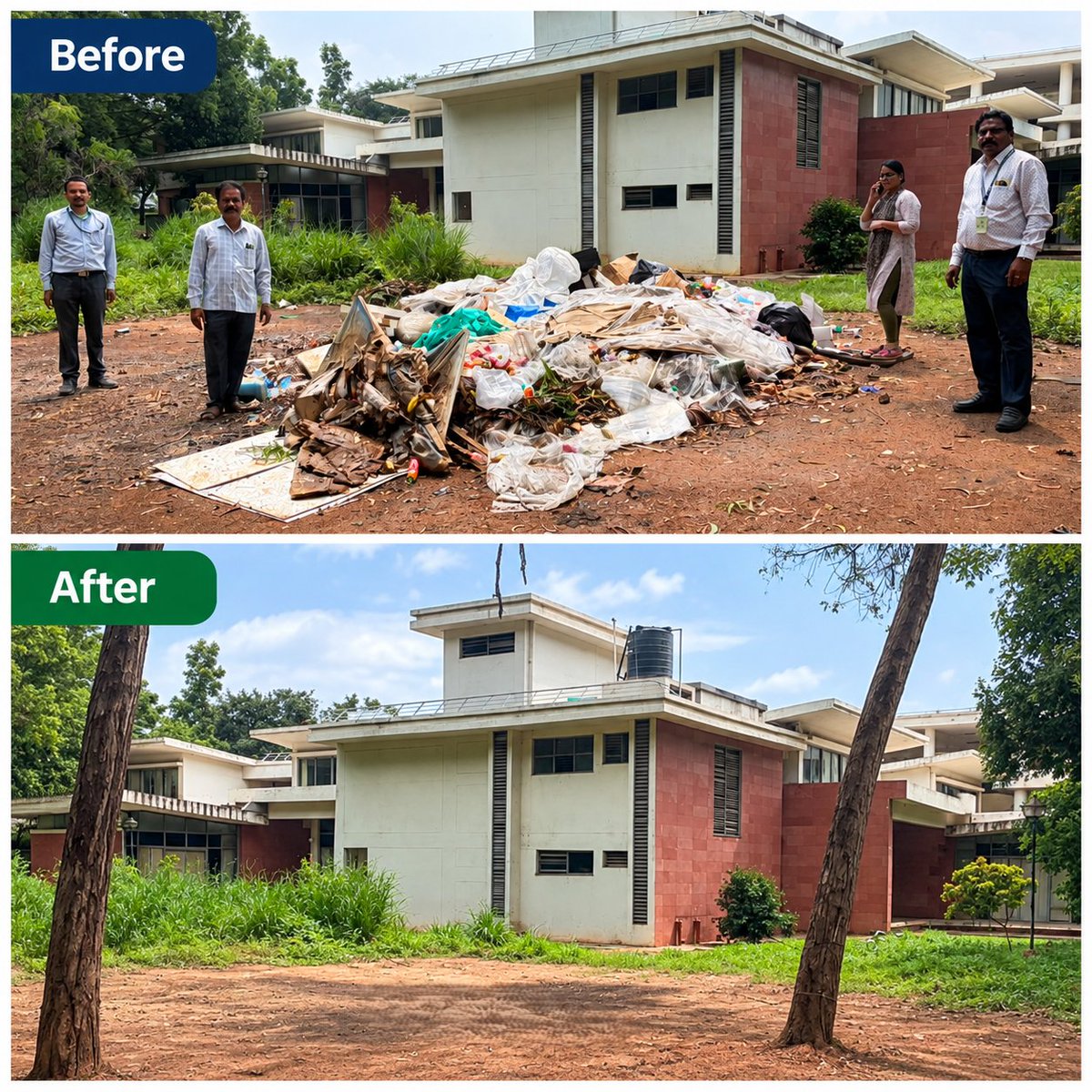 CmtiBengaluru's tweet photo. 🧹 As part of #SwachhataHiSeva2026, CMTI identified a garbage-dumped area as a Cleanliness Target Unit (CTU). The waste was cleared, restoring cleanliness and promoting a cleaner environment.

#CMTI #MHI #SHS2026 https://t.co/Ey7xdBdVvm