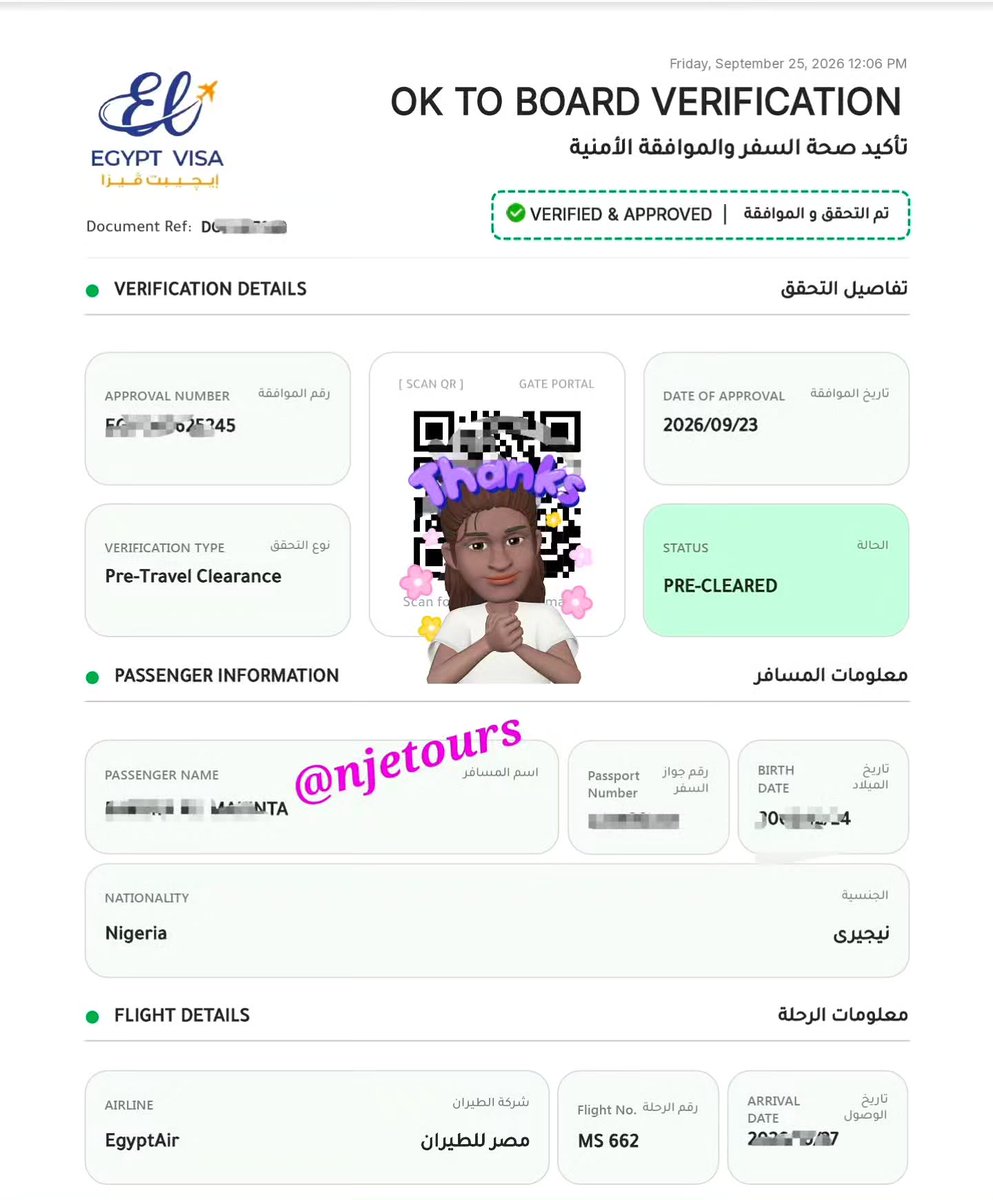 Eshiley_f's tweet photo. Updated Egypt Ok to Board visa documentation is available. First-time applicants can process their visas seamlessly through our services. Egypt is a premier tourism destination; all travel must be strictly for tourism purposes. https://t.co/JwzlH6WnMf