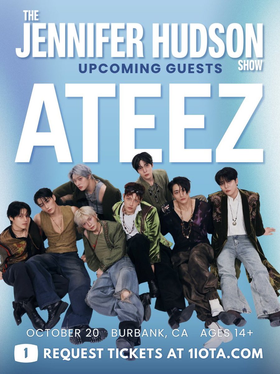 1024updates's tweet photo. ATEEZ is set to appear on The Jennifer Hudson Show with filming on Oct 20 (Tue) in Burbank, California

#ATEEZ #에이티즈 @ATEEZofficial https://t.co/TmjWg92qGO