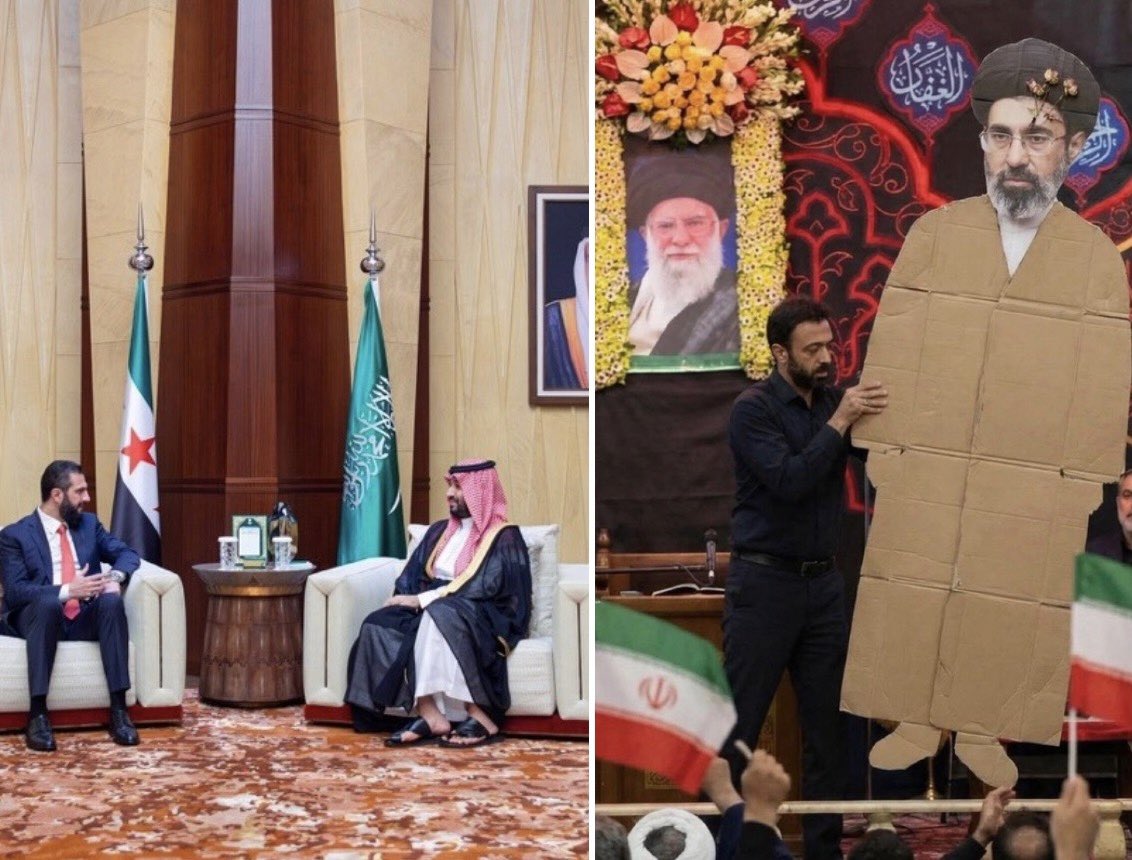 UnToldTruthOnX's tweet photo. Iranian propagandists are so desperate they’re claiming MBS is hiding in a bunker.

He was literally with Al Sharaa in Riyadh just days ago, in the middle of the Houthi missile campaign.

Meanwhile, their own Supreme Leader is so terrified that he has turned into a recyclable cardboard cutout. 

You genuinely couldn’t make this shit up.