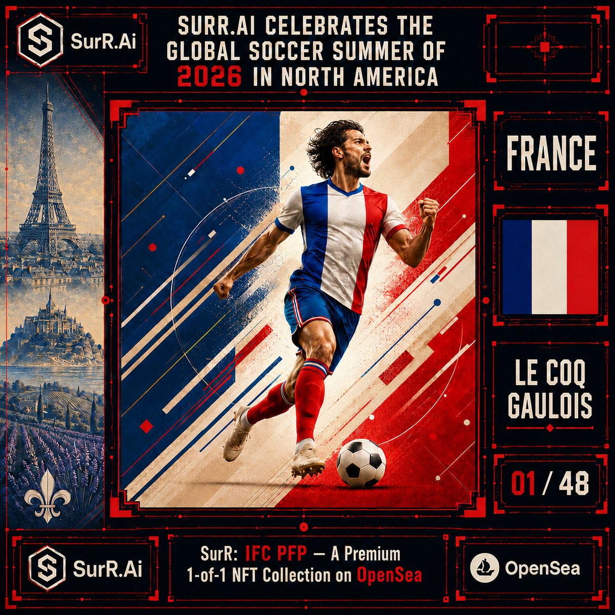 SurRNFTs's tweet photo. ⚽ The chaos. The clock. #Collectibles
SurR: IFC #PFP is live: 53 premium 1-of-1 #phygital #artworks for Global #Soccer Summer 2026
#38 #France
#Collection
#Backstory
#Sports #Crypto #NFT #TradingCard #Football #FC https://t.co/oipyZWlFIP