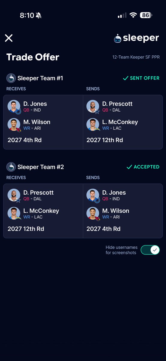 2PAC2PS's tweet photo. @17gamepace Super flex keeper league. I have Trevor &amp; Kyler. https://t.co/o8CA6feRYV
