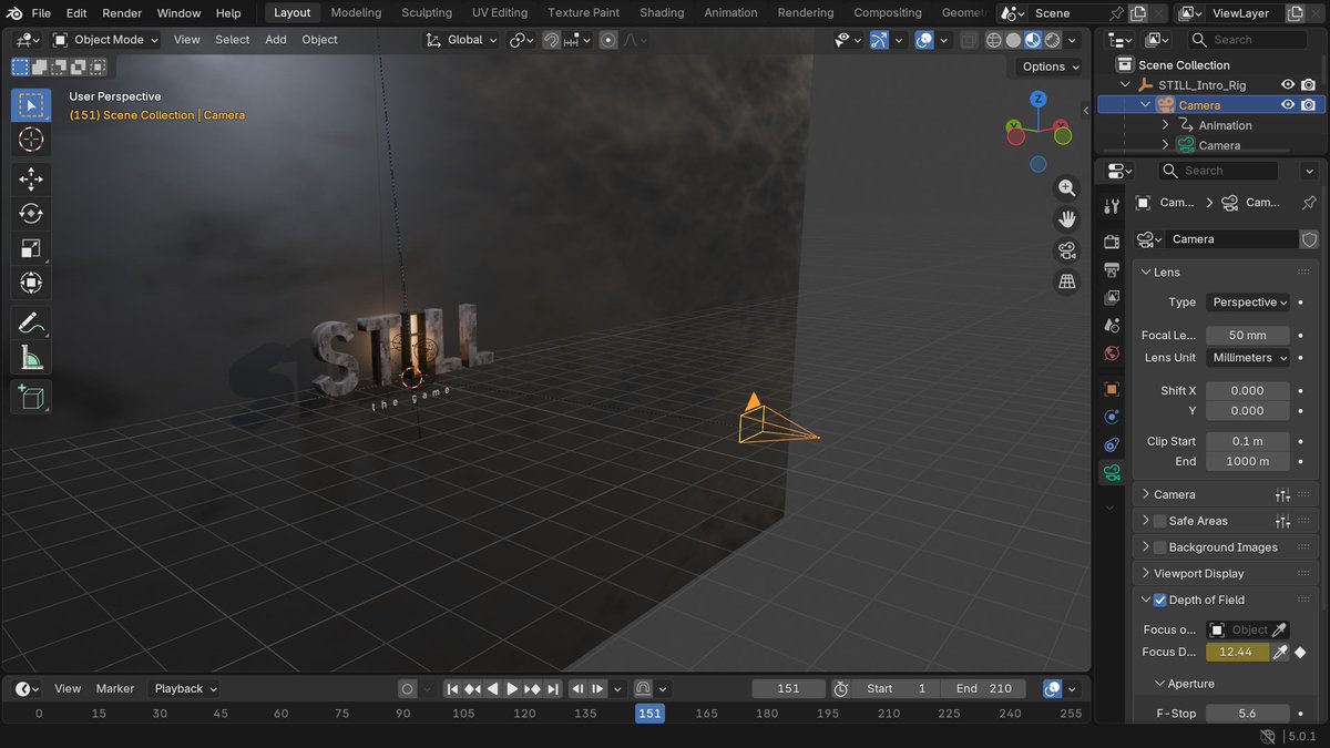 stillthegame's tweet photo. Behind the scenes 👇 rendered viewport, the concrete node tree, the set with lights and camera, and the window flicker curves.

The whole scene is generated by a Python script, so any change is one line and a re-render. https://t.co/gbWMd0uCsz