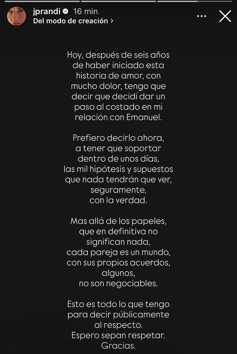 fedeflowersok's tweet photo. A 27 días de haberse casado con Emanuel Ortega, Julieta Prandi confirma la SEPARACIÓN. https://t.co/DrlLIeQjH8