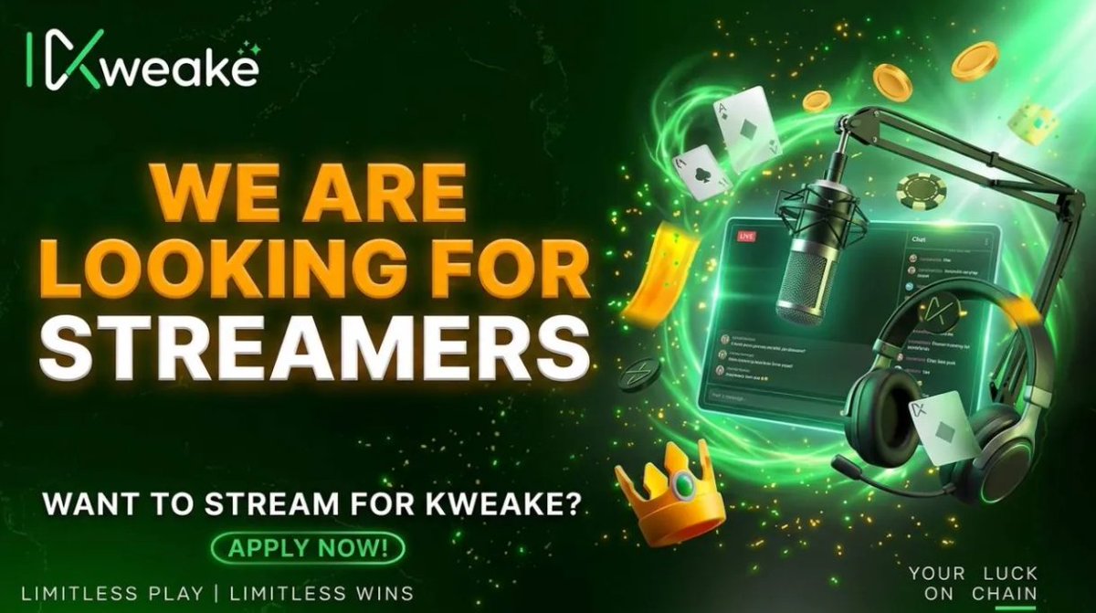 Kweake_Official's tweet photo. 📷 KWEAKE IS STILL LOOKING FOR STREAMERS! 📷

📷 We’re looking for more streamers to join the KWEAKE family! 📷

Interested in streaming with us? Open a ticket in our Discord and let’s talk!

🎁 $200 GIVEAWAY — 4 WINNERS, $50 EACH! 💰 Ending in 4 Days ⏰

✅ Like this post
👉 Share this post 
👉Share it with 4 friends  
Help us spread the word and grow the KWEAKE community!♥️

Join our Discord: https://t.co/1EprsIzfA5

 #KWEAKE #Streamers #Giveaway #GamblingCommunity