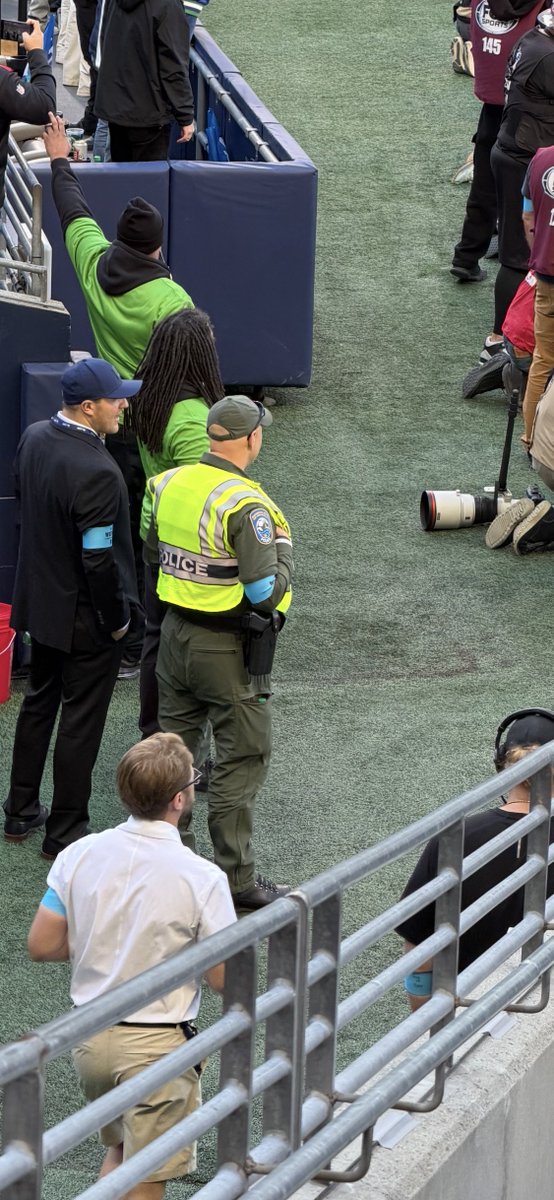 Daviddelaney05's tweet photo. With less officers in the field than 30 years ago and double the population, why are these game wardens at the Hawks game? Maybe the Seahawk was illegally obtained?  @MeatEaterTV https://t.co/ACS04YT00o