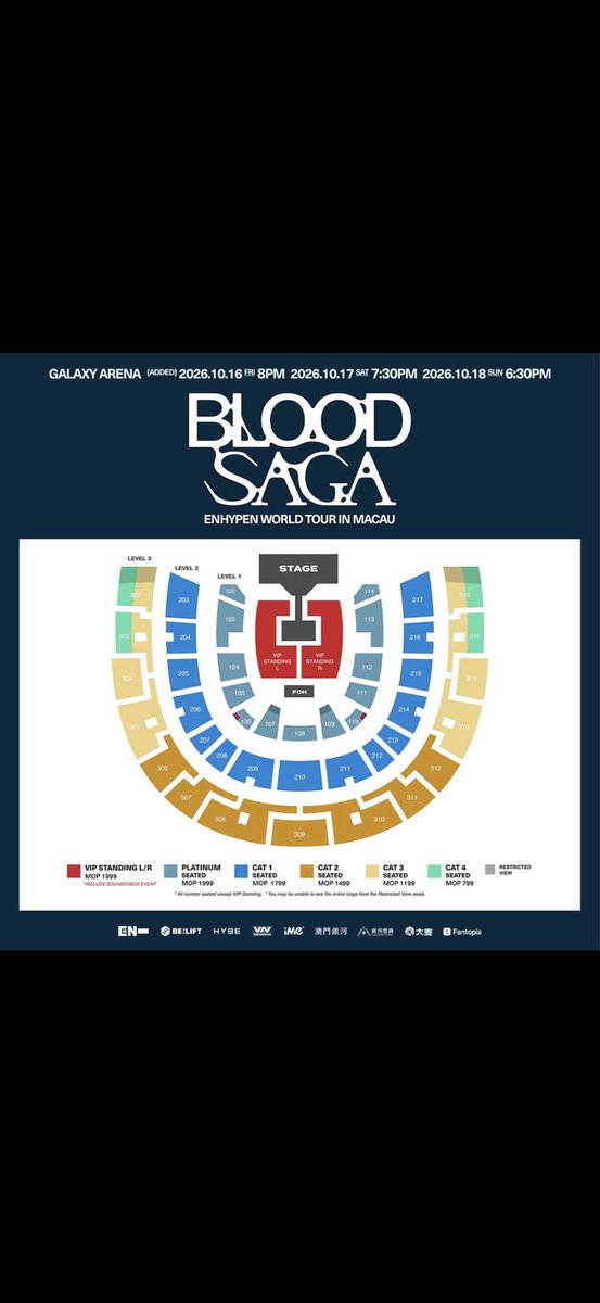 6mqvw's tweet photo. ENHYPEN WORLD TOUR 'BLOOD SAGA' IN MACAU
マカオコンサート
日時
10月16日8:00PM
10月17日7:30PM
10月18日6:30PM
場所
Galaxy Arena
購入はDMまで
#チケット代行 
#엔하이픈 
#ENHYPEN https://t.co/k5OzF8v08P