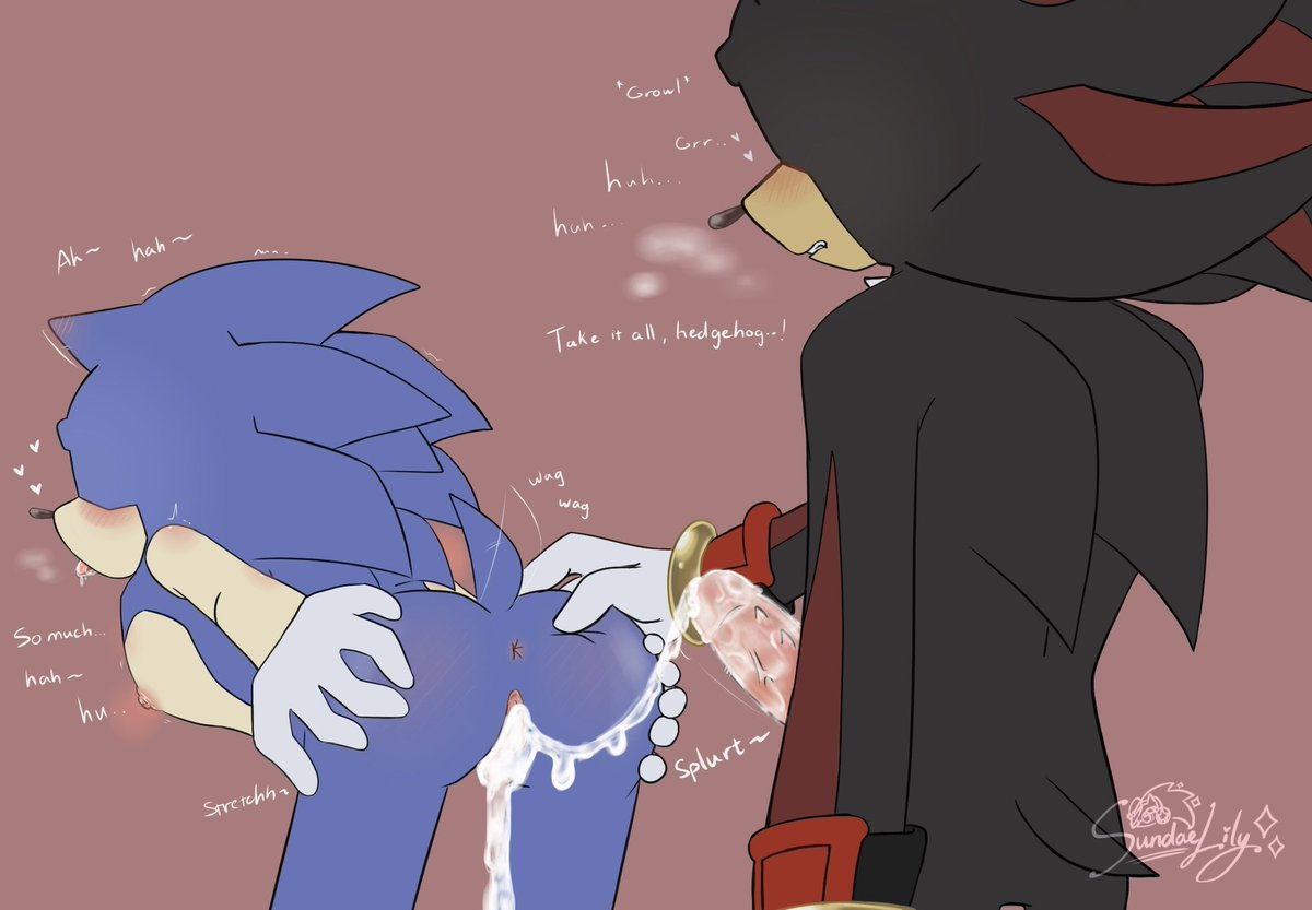 Sundae_Lily's tweet photo. Sonic can’t hold a whole lot of that, Shadow-
 #sonadow
#shadonic https://t.co/kZuFvBil68