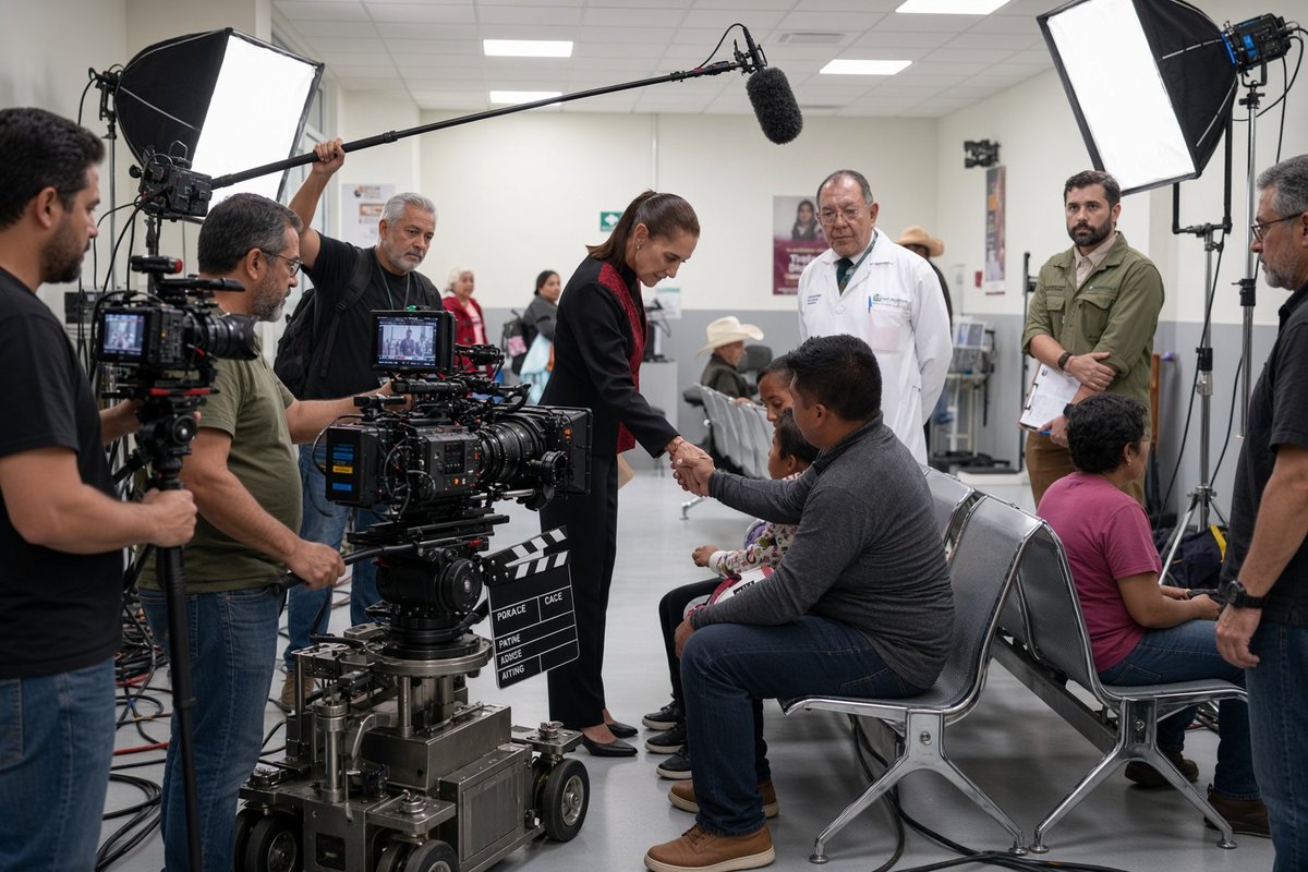 PFifiona's tweet photo. Y la presidenta comienza su gira por el IMSS...

¡Luces, cámara, acción! https://t.co/s8YdjDCX8A