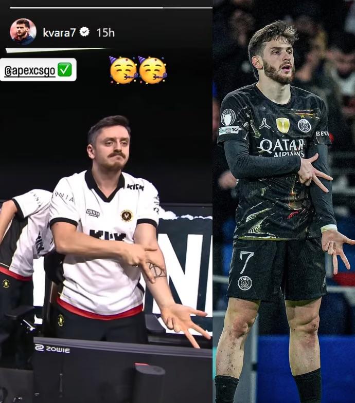 Cs2Press's tweet photo. CS2 x FOOTBALL CROSSOVER IS INCREDIBLE 🔥

🇬🇪 Kvaratskhelia shared apEX's celebration on Instagram!

🇧🇷 João Pedro reacted to mezii recreating his celebration!

YOU LOVE TO SEE IT ❤️ https://t.co/V3ORhnig5c