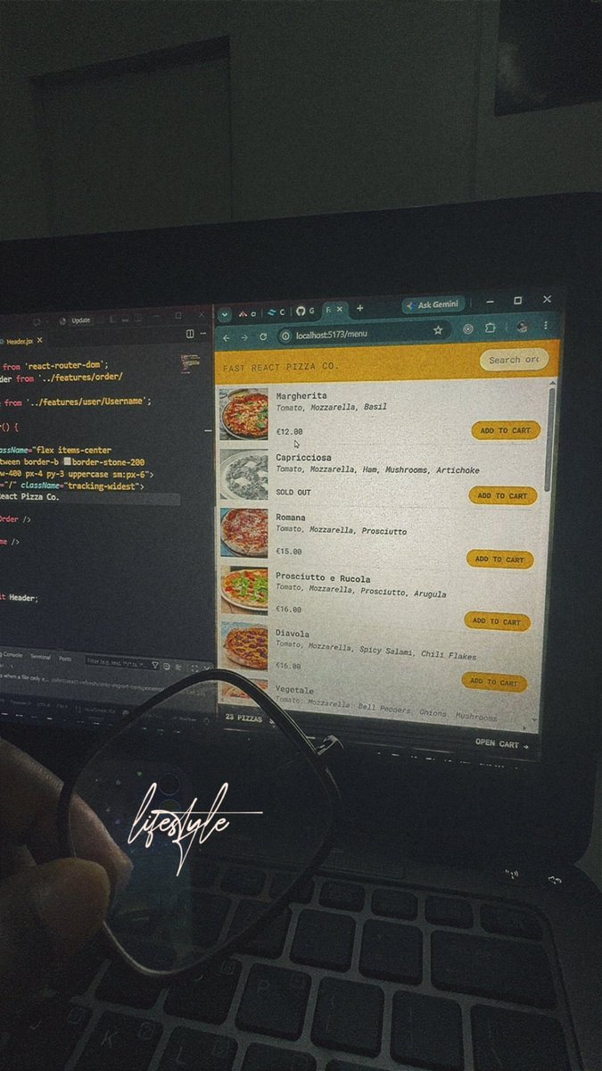 Moreni_kheji's tweet photo. FAST REACT PIZZA CO. Project 🚀

Still building, still learning 🫥

#ReactJS #ReactDeveloper
#ReactRouter #CSSModules #FrontendDev #CodingJourney https://t.co/W65M2QQor9