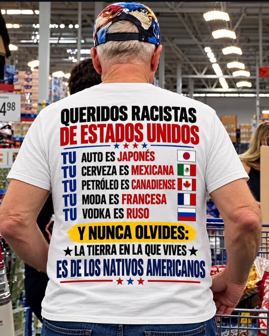 SKtira24's tweet photo. QUERIDOS RACISTAS
DE EEUU: 
TU AUTO ES JAPONES
TU
CERVEZA ES MEXICANA
TU
PETRÓLEO ES CANADIENSE I
TU
MODA ES FRANCESA
TU VODKA ES RUSO Y NUNCA OLVIDES:
* LA TIERRA EN LA QUE VIVES * ES DE LOS NATIVOS AMERICANOS. 😂😂😂 https://t.co/MFmyEgKOaR