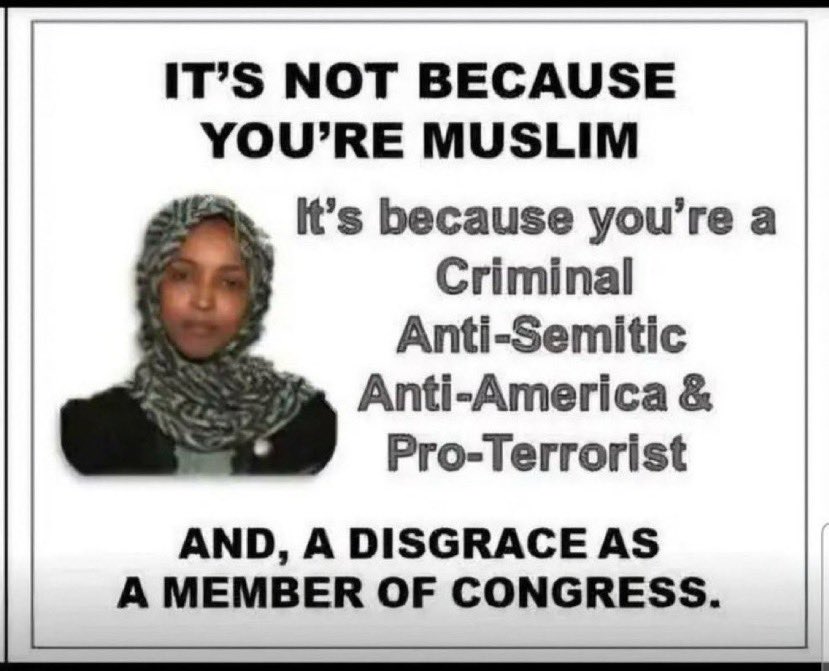 MarineF18ret's tweet photo. @w_terrence @macktheknife54 @IlhanMN Get this Somalian Pirate Jihadist OUT of our Country NOW!!! @HSI_HQ @DHSgov https://t.co/lEZqsg28Bl