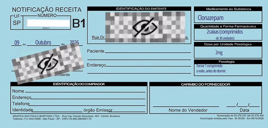 zahbonnie's tweet photo. VENHA GARANTIR A SUA RECEITA
🔵Receita Azul (remédios controlados)
🟡Receita Amarela (medicamentos
especiais)
⚪️Receita Branca de Controle Especial
Todo processo via DM.
Mande uma mensagem.
#tarjapreta #receita #farmacia #receitafalsa #rec #clonazepam https://t.co/rEFrCVQHB1