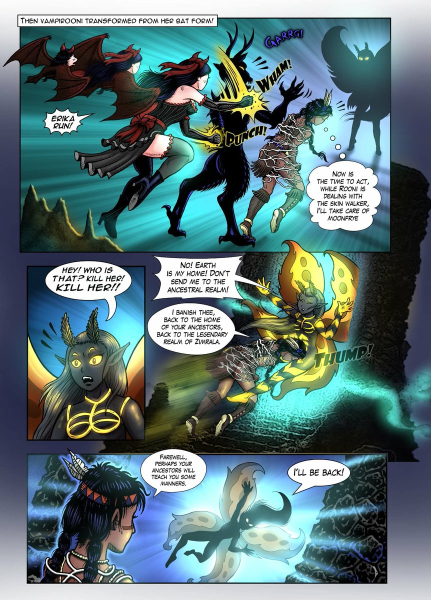 chrisperguidi's tweet photo. Weird Weird west update : we colored,added new art and jazzed up the dialog a bit. Art by the fantastic. Erika banished Moonfrye back into Zimrala . #perguidi #Erikaamerika #comicbooks #moonfry #Vampirooni #ttrpg #cthulhujp #cartoons #art #weirdwest @SteveCromp99914 https://t.co/LhyfnLykzR