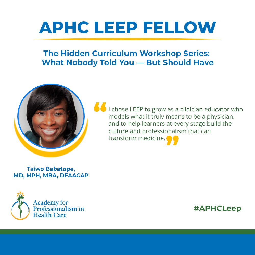 TheAPHC's tweet photo. We’re proud to spotlight LEEP Fellow Taiwo Babatope!
Her @APHC LEEP project focuses on The Hidden Curriculum Workshop Series: What Nobody Told You - But Should Have
#APHCLeep
#MedicalEducation #ClinicianEducator
#healthcareleadership https://t.co/lgAMM9Nnog