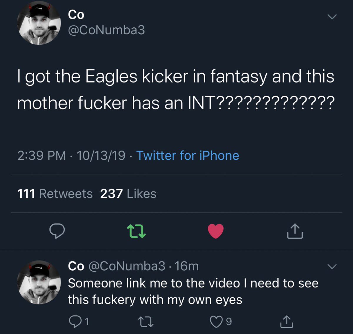 DaniKeyarrow's tweet photo. I was deleting pics in my phone yesterday and stumbled across this screenshot. I was in tears laughing at this poor guys pain https://t.co/cqHwTYYOMD
