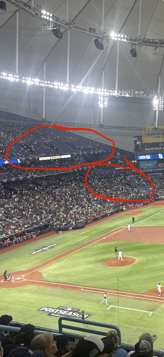 MikeyCee24's tweet photo. Game 1 of the ALCS and Tropicana Field cant sell out the stadium

Fucking insane. If you live in Tampa or within 2 hours and you’re not there, you’re a dick. https://t.co/ZRd7Hkbku1