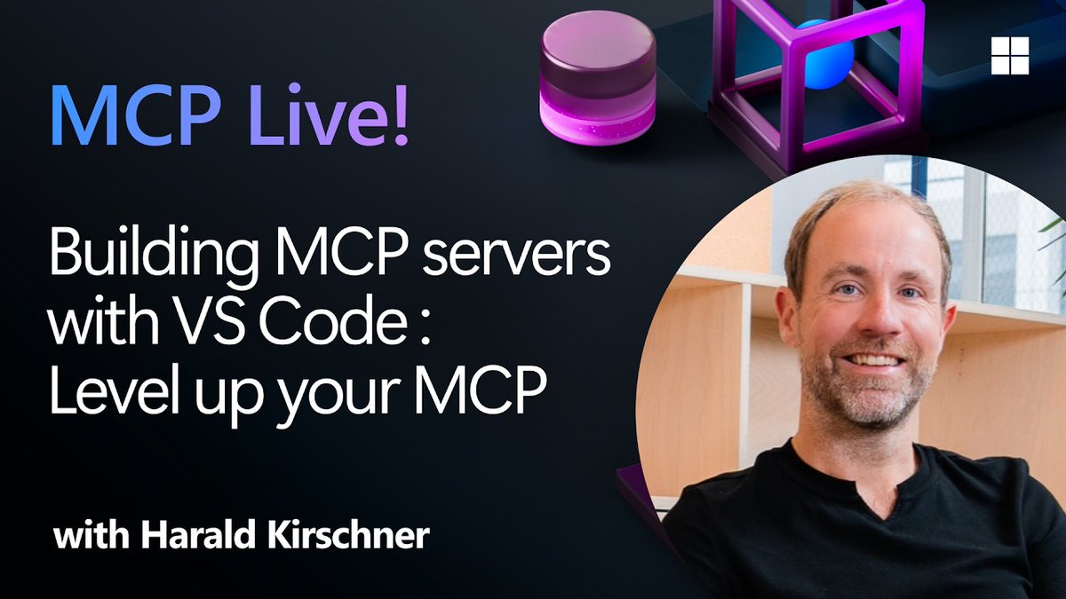 AzureDevOps's tweet photo. Learn how MCP servers have evolved beyond local tool calls into richer, production-ready agent capabilities. Through a live VS Code demo, we’ll build an agentic achievement tracker that uses tools, elicitation, progress (cont) https://t.co/CsTW97tFc2 https://t.co/CKnpeorxF1