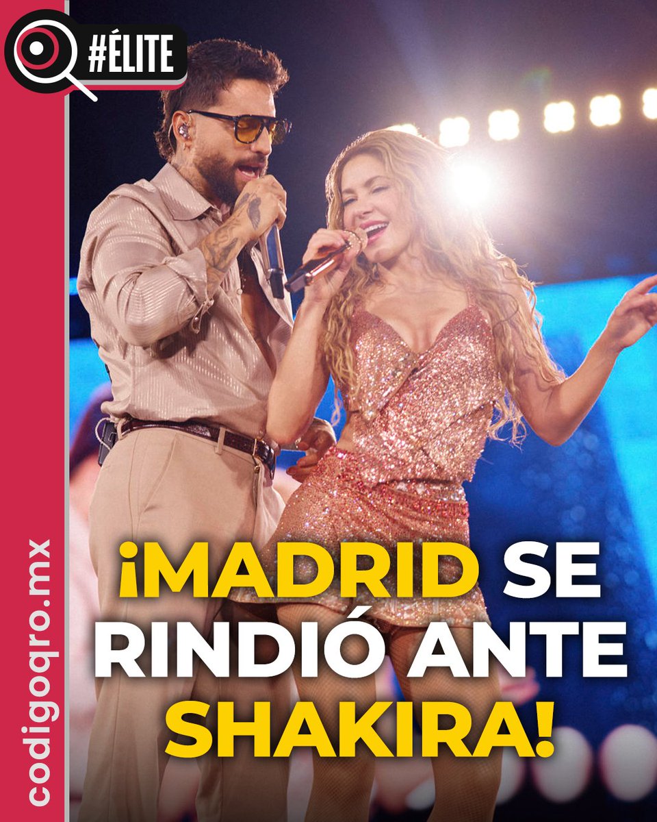 CodigoQro's tweet photo. #Viral 🔥 ¡Shakira cerró Madrid por todo lo alto! 🐺 Más de 55 mil fans, Maluma, Laura Pausini y Bizarrap hicieron vibrar su último concierto europeo. “Ha habido un antes y un después”, dijo emocionada. ❤️🎤

https://t.co/No3SJsTZoo

#CódigoQro #Periódico #Noticias #Shakira #Maluma #Bizarrap #LauraPausini #Madrid #LasMujeresYaNoLloran #Espectáculos