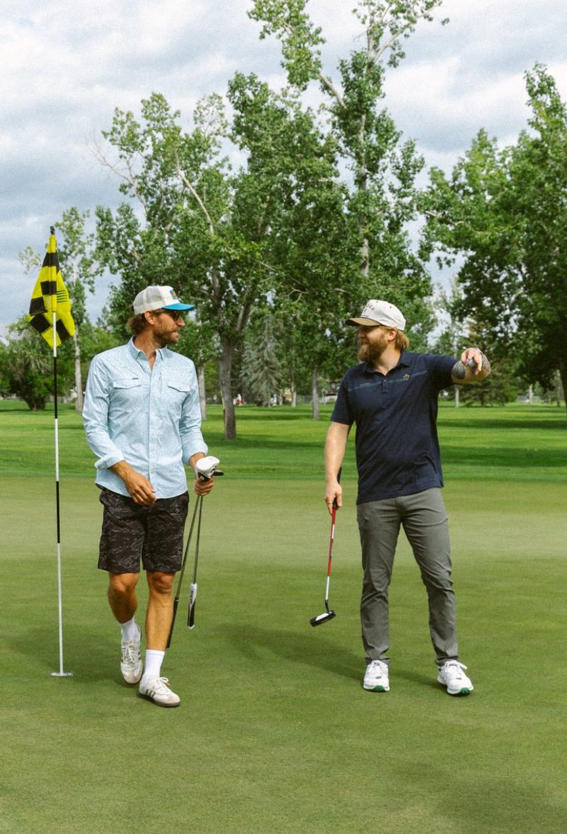 CHASE__RICE18's tweet photo. @ChaseRiceMusic Chuck and I broke absolutely every course record that's ever been broken on a golf course today. I will not specify which records exactly, but they're broken. No doubt. Hell of a time in Calgary before Stampede tonight. https://t.co/259qkyf2Cx