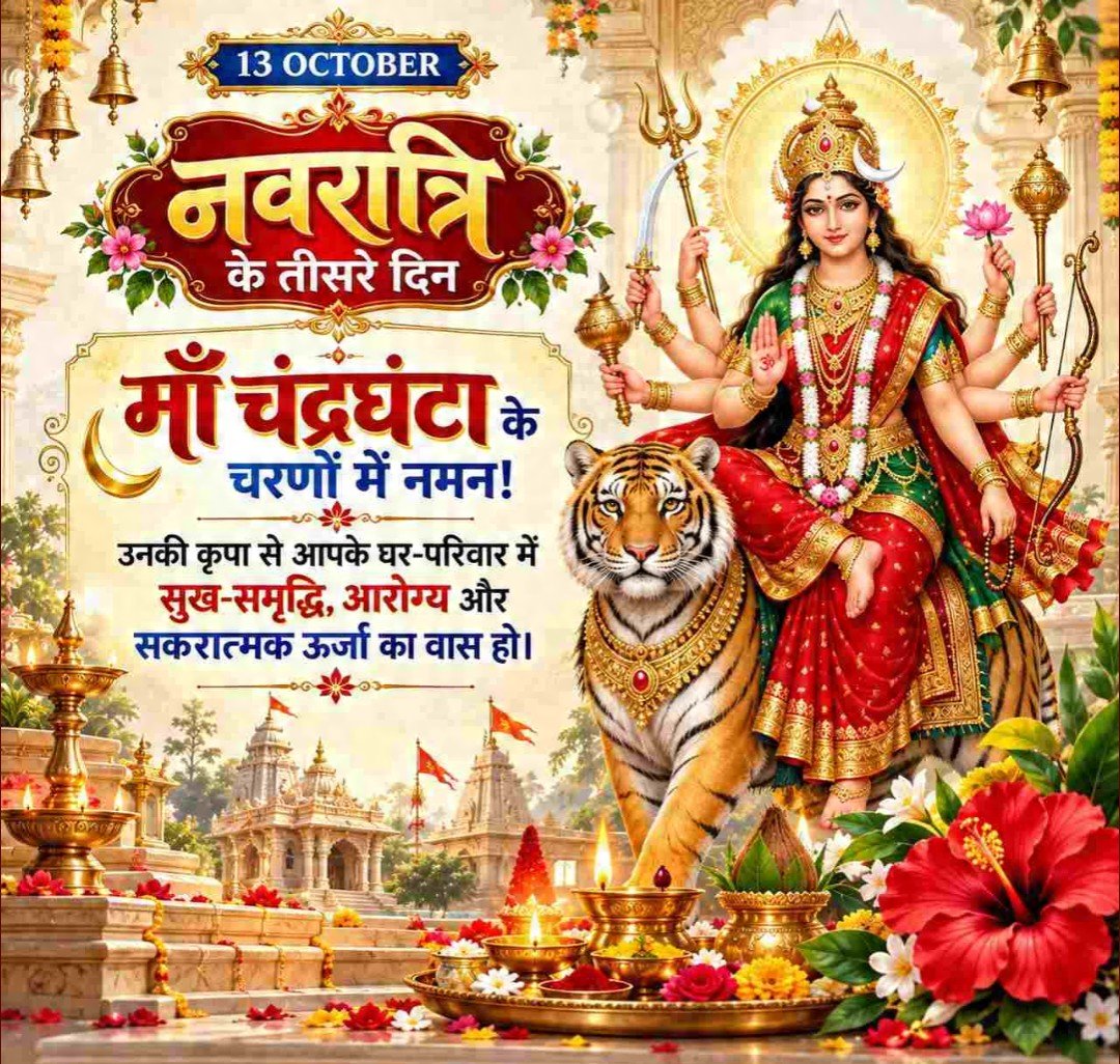 virendrasays's tweet photo. ॐ देवी चन्द्रघण्टायै नमः॥                                       #जयमातादी 🙏 https://t.co/eCMlaKM1Re