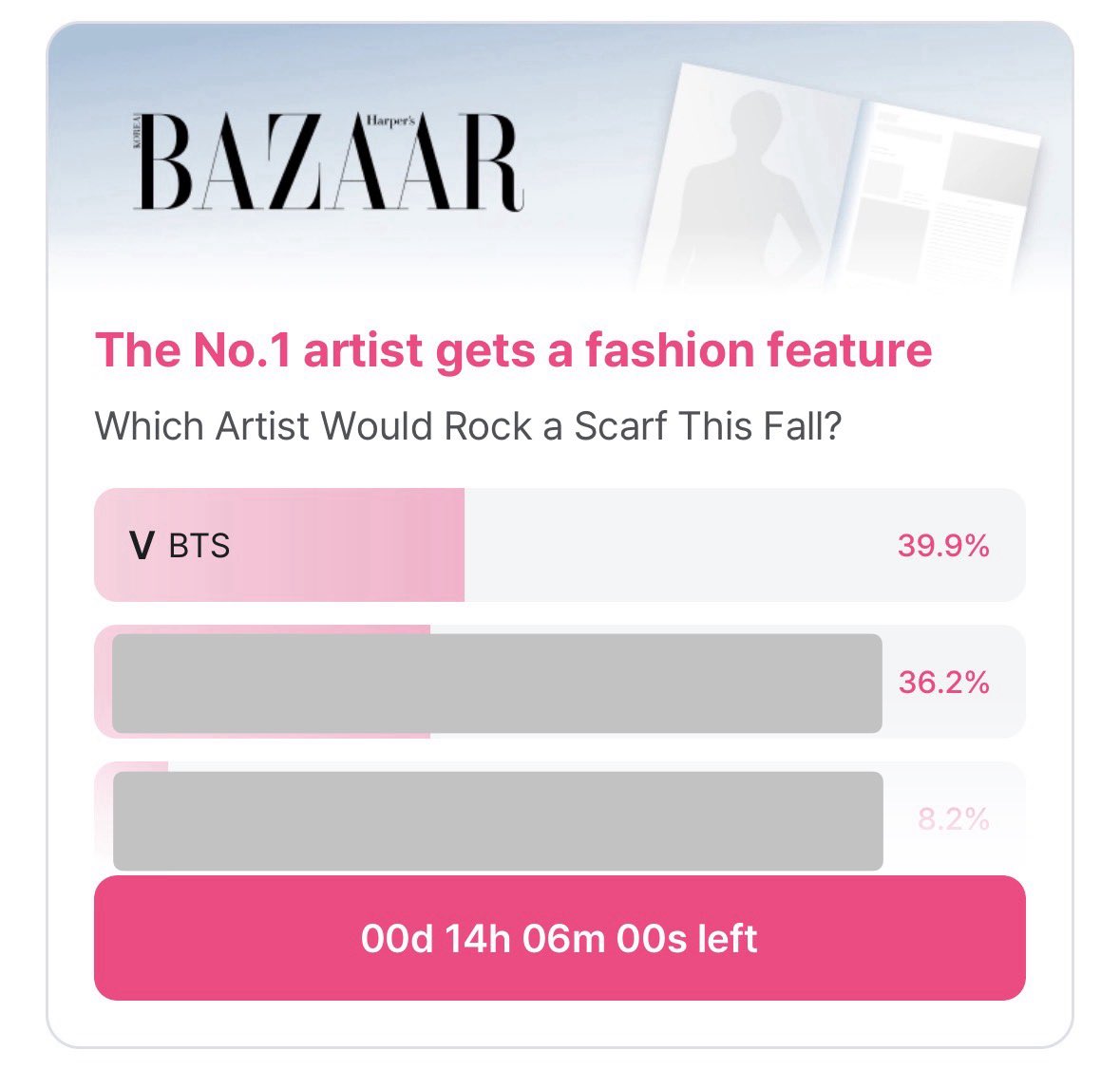 BaBiibabyGIRLL's tweet photo. ฝากโหวตให้น้องแท อีก 1 รายการนะคะ (ใช้ point )
- Mnet
- Vote 
- BAZAAR 

#อาร์มี่ชวนโหวต

https://t.co/GbfJfygqU2 https://t.co/lYCsROPrTy