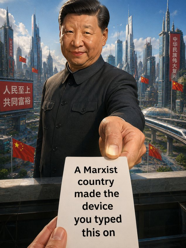 RedpilledTankie's tweet photo. Every single one of her Apple devices are made in China btw https://t.co/D33PhqWtWj