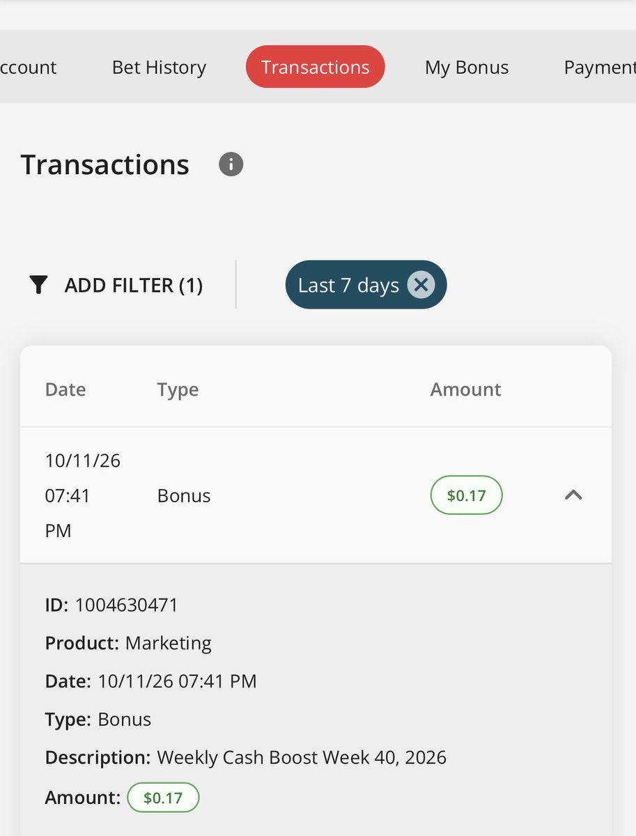 Bets_n_Babes's tweet photo. @d_feustel I’m a Diamond II member with them, which means I’ve wagered >$1mm with them. I got a $0.17 “bonus” from them today for being a valued member. https://t.co/0P6EtOMGlh