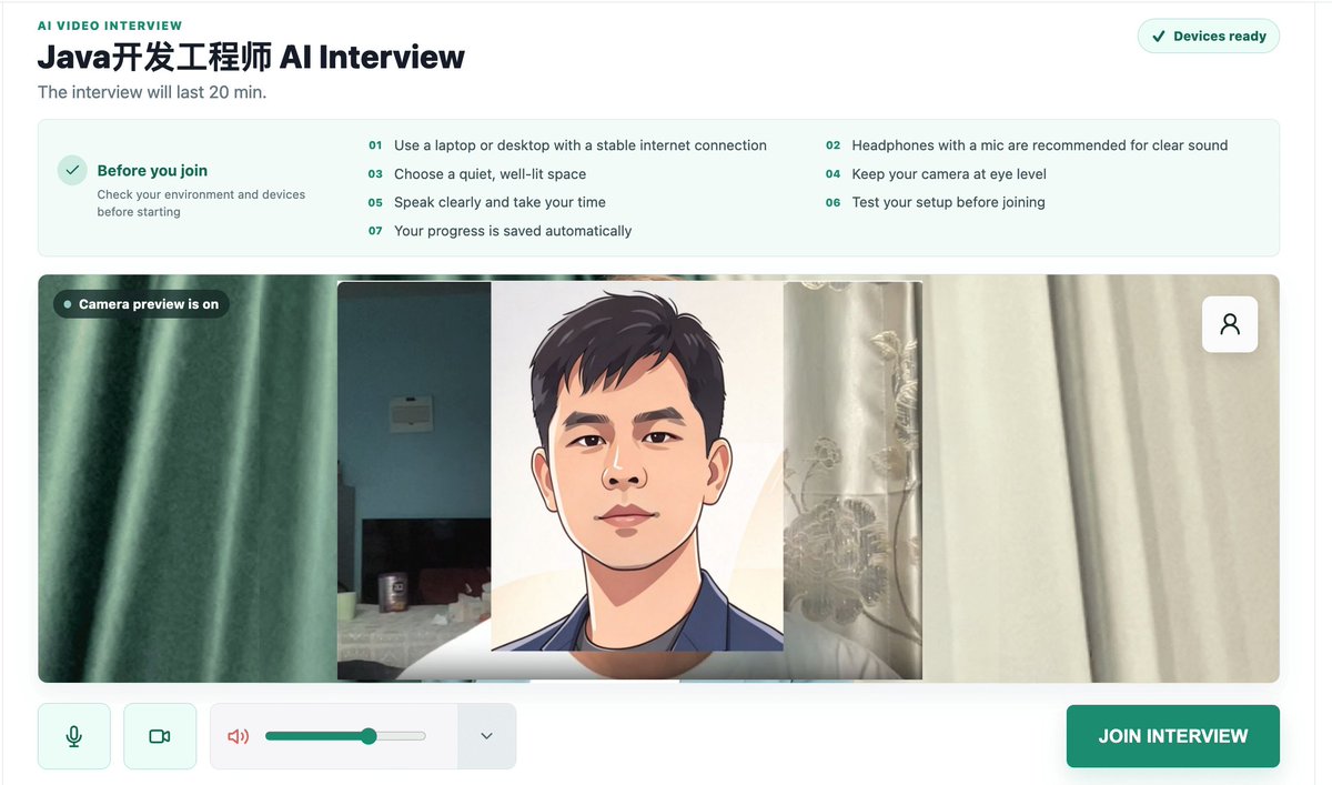 eric_li17228's tweet photo. 经常有朋友问我，简历到底该怎么写。

聊着聊着又发现，就算简历写好了，他们也不太敢去面试。尤其是外语岗位：做过的事情能不能讲清楚，被追问时能不能答上来，心里总是没底。

所以我做了 CareerAce，一个可以用 AI 写简历、练习面试、找工作的网站。

我想给他们一个地方，在真正面对面试官之前，先试着把自己的经历讲出来。

你可以用 AI 制作和优化简历，再带着自己的简历和目标岗位，开始一场模拟面试。

AI 面试官会结合你的经历、岗位要求，以及你在面试中的实时回答继续提问和追问。这样练习时，你能发现哪些内容自己已经讲得清楚，哪些地方一被问深就容易卡住。

外语面试也可以提前练。把平时熟悉的项目和工作经历，用面试时需要的语言真正说一遍，才知道自己还需要准备什么。

面试结束后，会有评分和评估报告，整理你的表现，指出需要加强的弱项，让下一次练习有个明确的方向。

我希望，朋友们下次面对一个心动的岗位时，能多一点“我已经练过了，我知道怎么面试”的信心。

现在我也在开发岗位列表和匹配功能。希望以后你看到一个感兴趣的岗位，就能先看看自己的简历与它是否匹配，再针对这个岗位练一场面试，了解自己的准备情况，然后决定下一步怎么做。

这是我想继续做好的事情：从写简历、了解岗位，到练习面试和复盘、再到真正面试，让求职的每一步都有更具体的准备。

如果你也在找工作，或者准备面试一个外语岗位，欢迎来试试：
https://t.co/eOtL2fwhoc

用了之后，哪里让你更有底气，哪里还没帮上忙，都欢迎告诉我。我很想听听。
#面试 #AI面试 #AIinterview #resumebuilder #resume #jobsearch #jobposting #求职