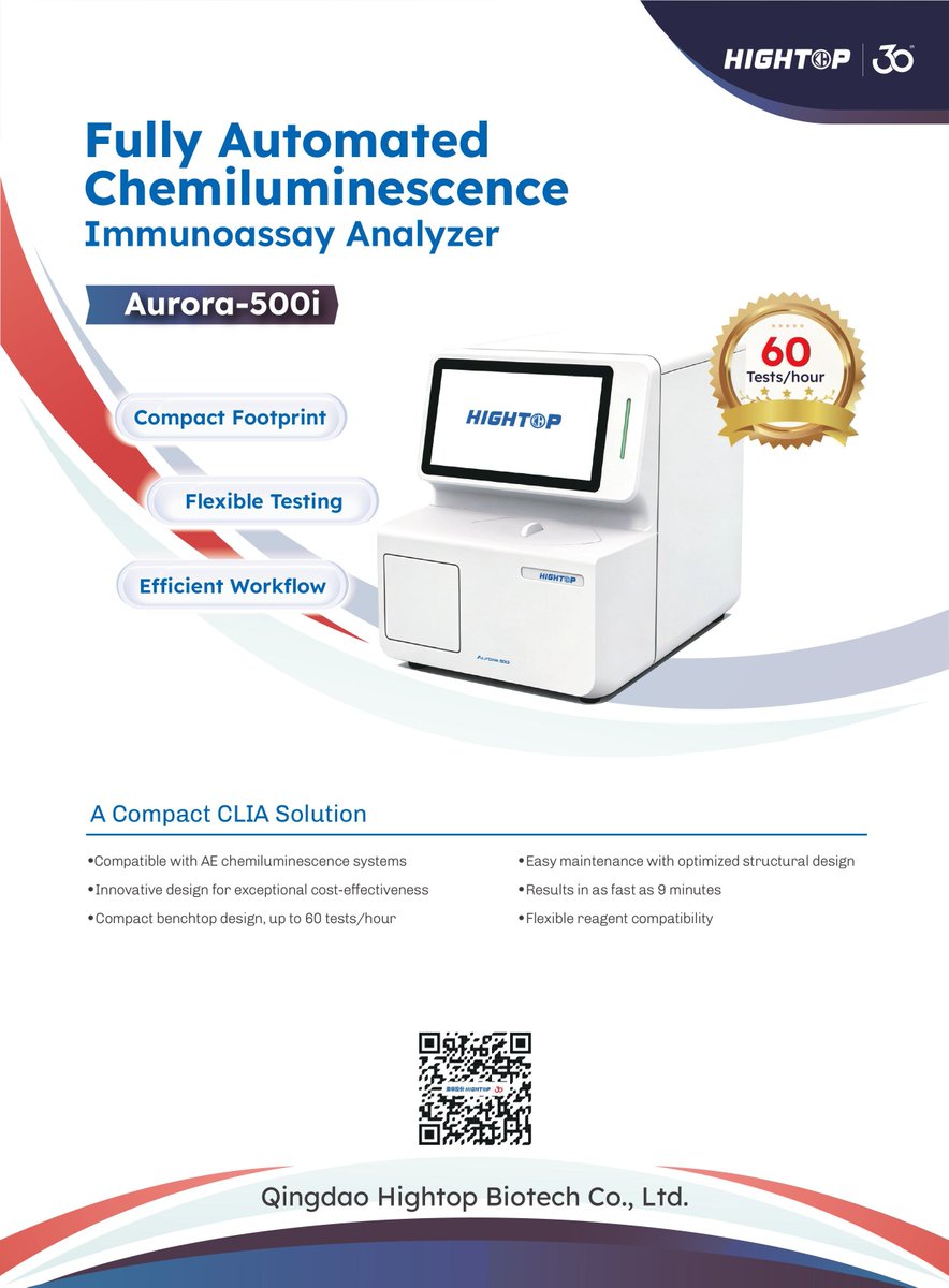 HIGHTOP_Global's tweet photo. 🔬 Meet Aurora-500i — Your Compact CLIA Solution
Designed for efficiency, flexibility, and reliability.

• 60 tests/hour throughput
• Results in 9 minutes
• Compact benchtop design

Advancing diagnostics with innovation.✨
#HIGHTOPBIOTECH #CLIA #IVD https://t.co/PfS89abIIX