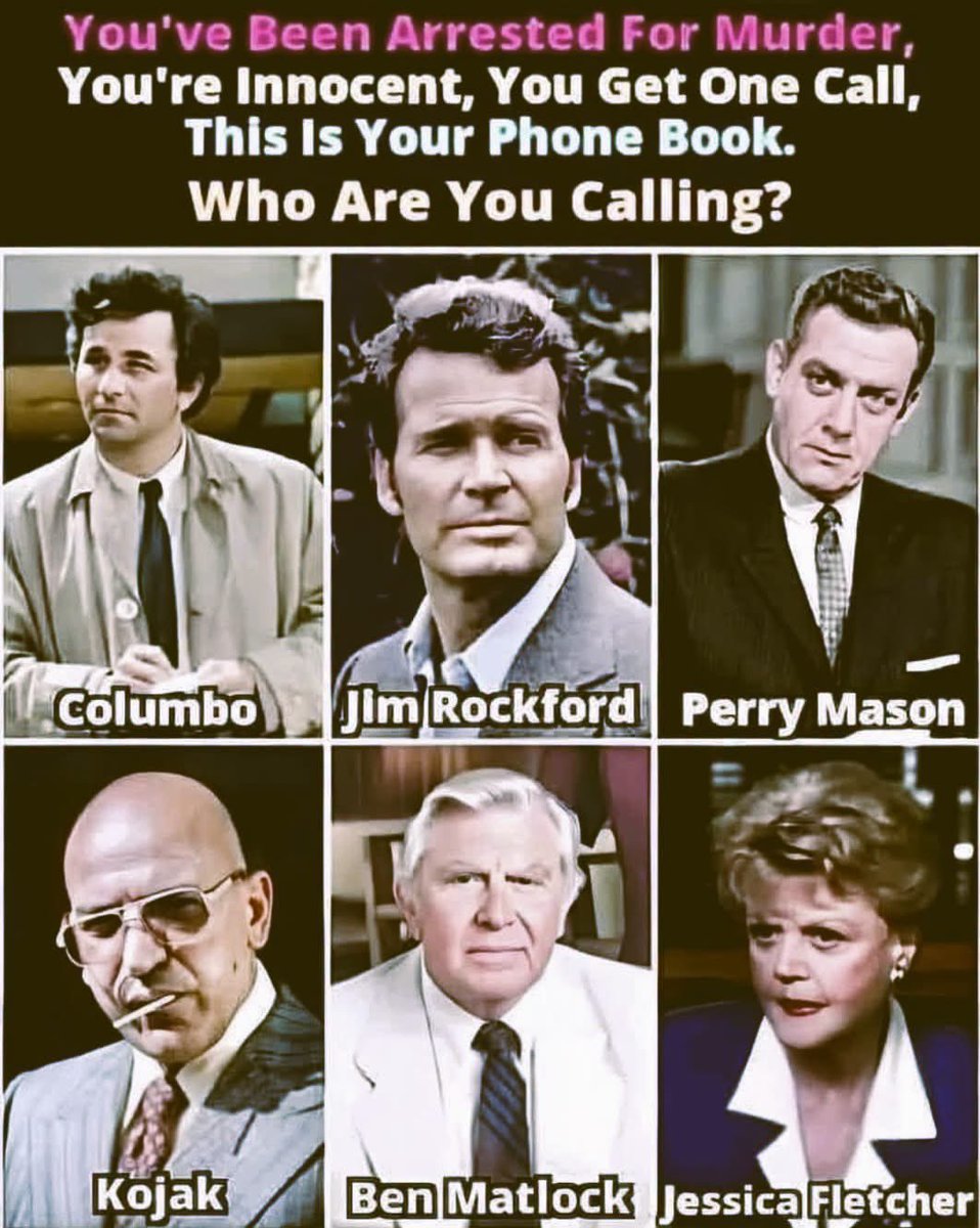 1True_American_'s tweet photo. I’m going with Jim Rockford. 

I know many young people won’t know any of these people. But man, back in the day they were awesome! Every single one of them. 

And no remakes can ever compare. Ever. 

Who would be your choice to prove your innocence? https://t.co/7b2EkT1Jmo