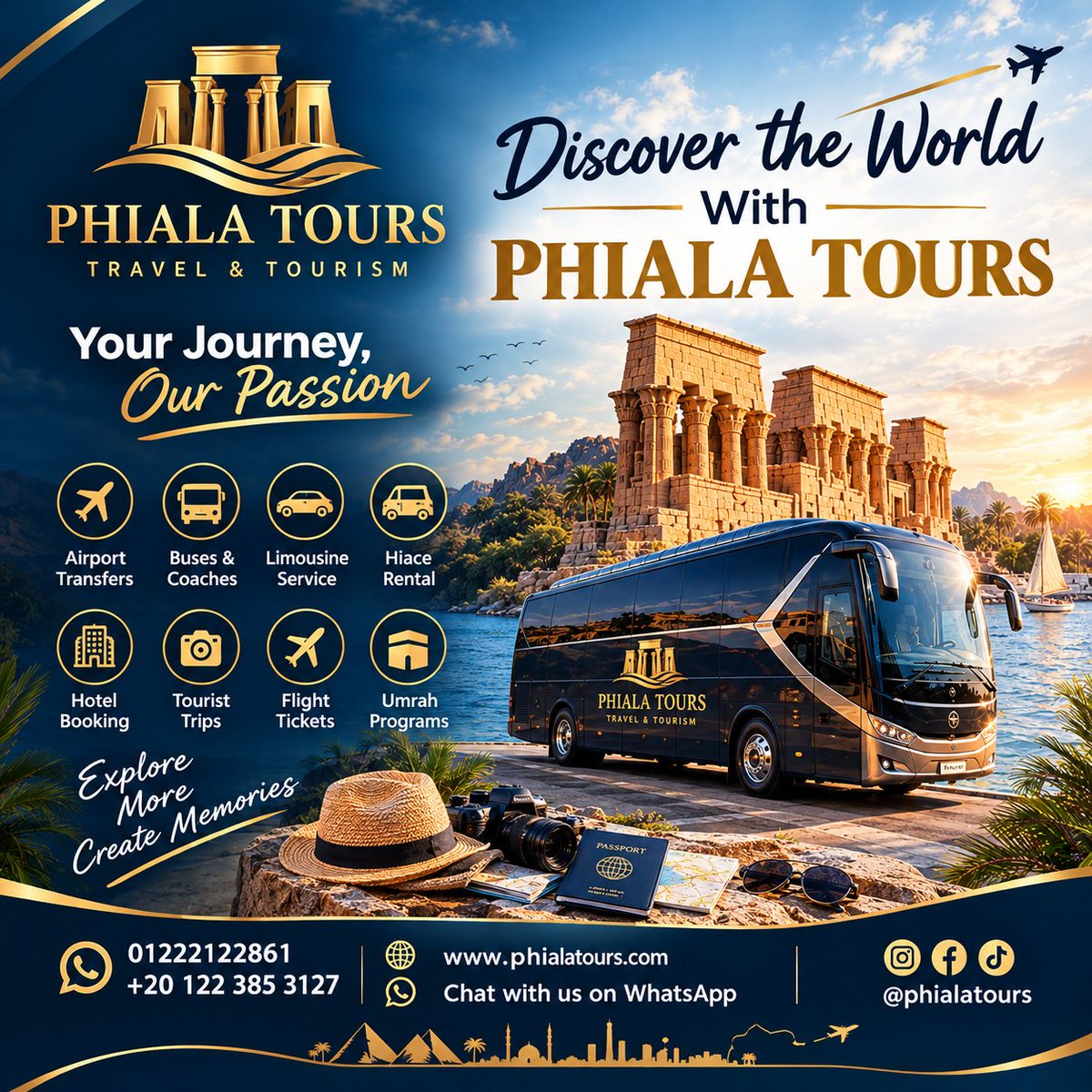 PhialaTours's tweet photo. 🌍✨ Discover the World with Phiala Tours! 🇪🇬
Explore Egypt’s wonders and create unforgettable memories. 👑🏺

🌐 https://t.co/hlPQr6AzWr
📲 https://t.co/VJupc7yPav

#PhialaTours #DiscoverEgypt #EgyptTravel #YourJourneyOurPassion https://t.co/XHEZDtSNg3