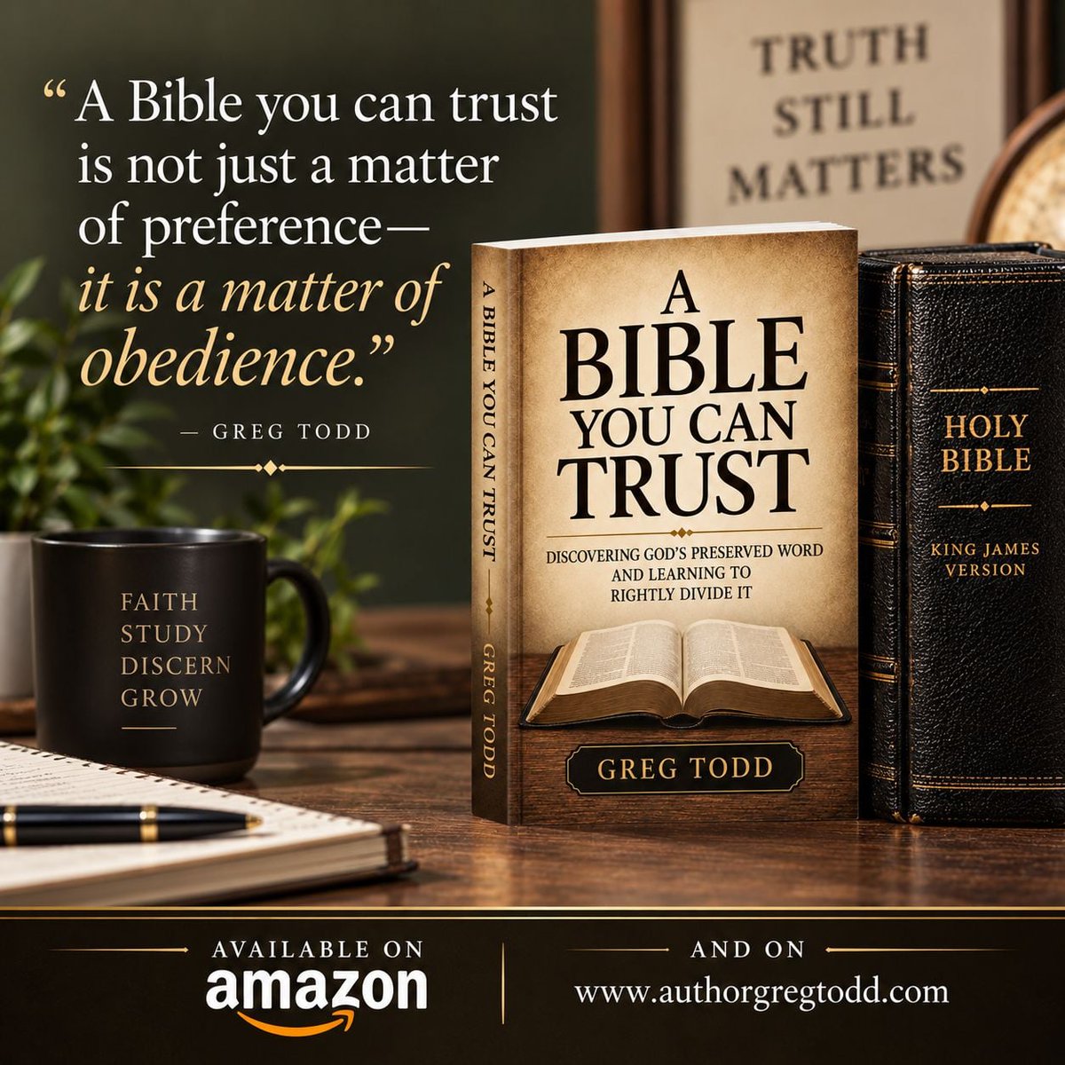 Authorgregtodd's tweet photo. Can you really know which Bible you can trust? Discover the biblical and historical case for God’s preserved Word—and learn to rightly divide Scripture with confidence. A Bible You Can Trust by Greg Todd is available on Amazon. https://t.co/t0DyRK0yi2 #BibleStudy #ChristianBooks https://t.co/JSPT6Dh6qV