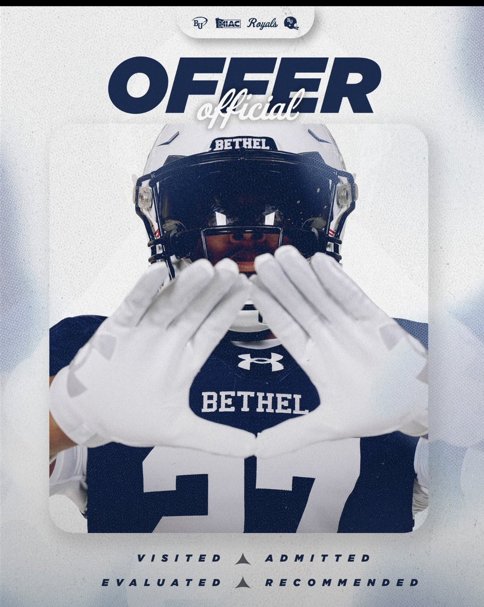 BrandonRoy1708's tweet photo. After a great conversation with @McElroy26 I am excited to receive an offer from @BethelRoyalsFB. I am very excited and really look forward to continuing to build the relationship. Thank you to all the coaches for having faith in me. @MathiasDurie 

@Coach_Rang @Daniel_Pace_ @CoachRossNCSA @CollegeScoutFL @OR_FB_RECRUITS @TheRecruitMom 

#AGTG #2027OL #TNfootballrecruit