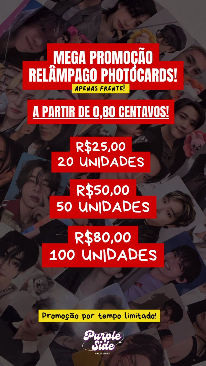PurpleSideStore's tweet photo. PHOTOCARDS FANMADE - POR APENAS R$0,80 CENTAVOS!!!!

promoção por tempo limitado, enviamos para todo brasil! 🇧🇷 

🔗 https://t.co/6lnb1OycP3 https://t.co/2ZgxpmKcON