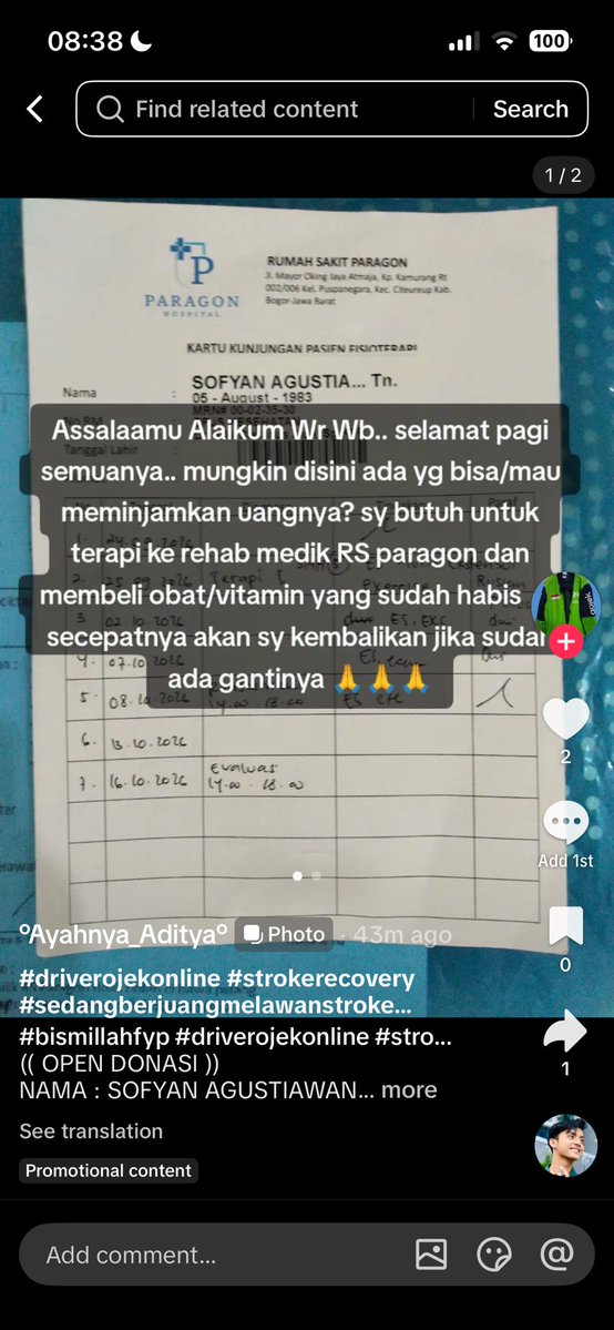 r6ypt's tweet photo. haloo semuanya, lately i’ve been seeing this person on my fyp and i felt the need to share his story here too. beliau driver gojek, a single dad with a son, yang sedang berjuang melawan stroke. i don’t have much, tapi jika ada yg berkenan boleh bgt coba bantu bapak sofyan yaa :-) https://t.co/AjoMjtwynf