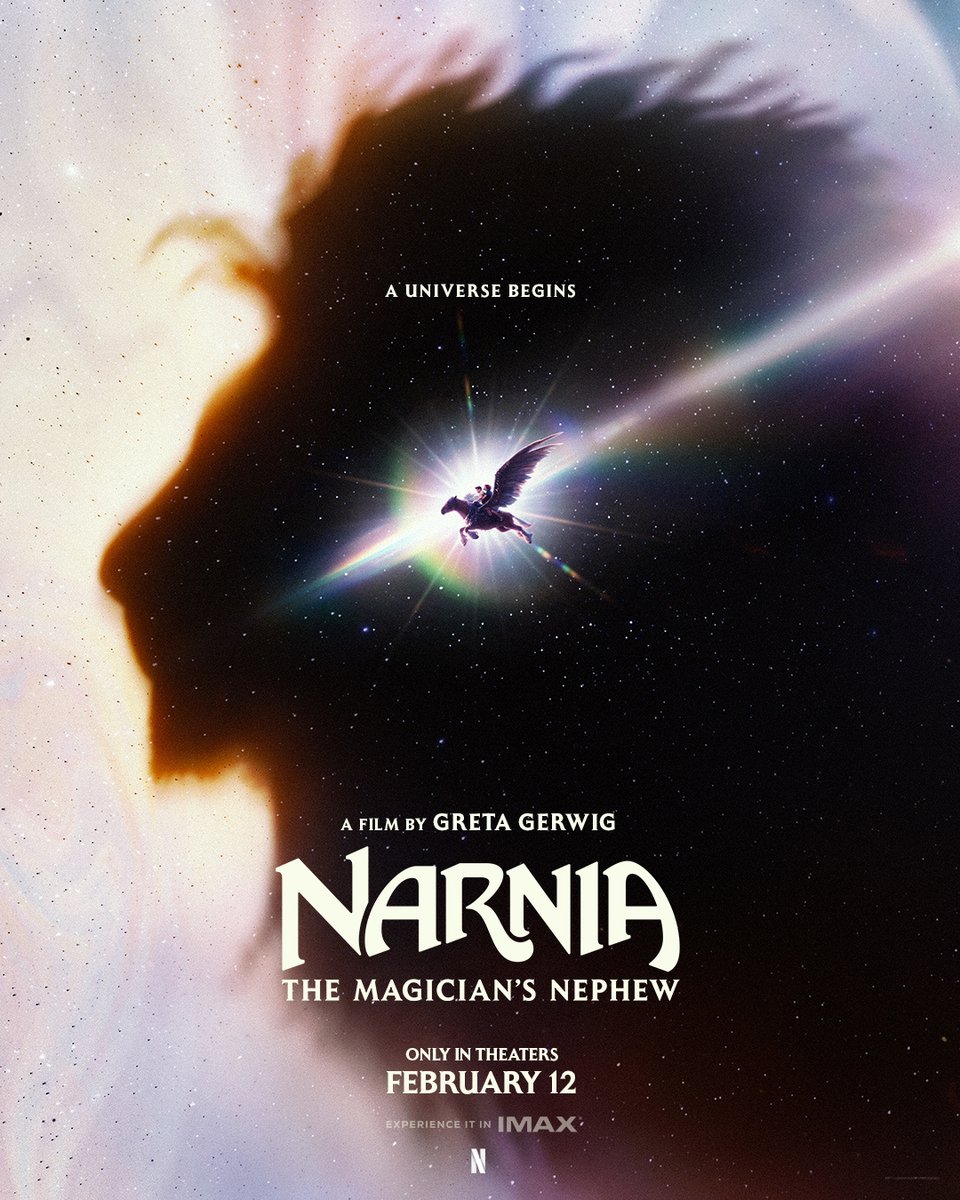 oscarnoyukue's tweet photo. 「バービー」のグレタ・ガーウィグ監督による「ナルニア国物語」Netflix映画化からポスターが到着。原作6作目・作中時系列順1作目の「魔術師のおい」が原作、エマ・マッキー、キャリー・マリガン、ダニエル・クレイグ、メリル・ストリープ出演。2027年2月12日全米劇場公開後、4月2日に配信開始予定。 https://t.co/FOijno3GPj