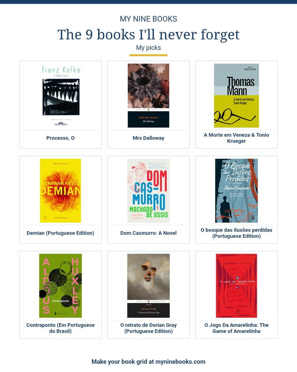 WalkyriaWoolf's tweet photo. Os 9 livros que nunca esquecerei (muitos outros poderiam entrar na lista): https://t.co/CWVegXEnVD