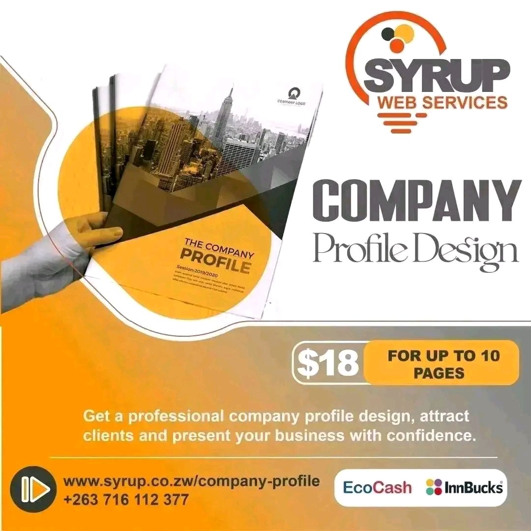 SyrupWeb's tweet photo. Are you planning to submit a tender on PRAZ? Make your business stand out with a professionally designed Company Profile! 
Only $18 for up to 10 pages, delivered within 24 hours.
📞 WhatsApp/Call: +263 716 112 377
For samples visit https://t.co/5t5J4PWqSf⁠
#CompanyProfile https://t.co/sarSA7jYNT
