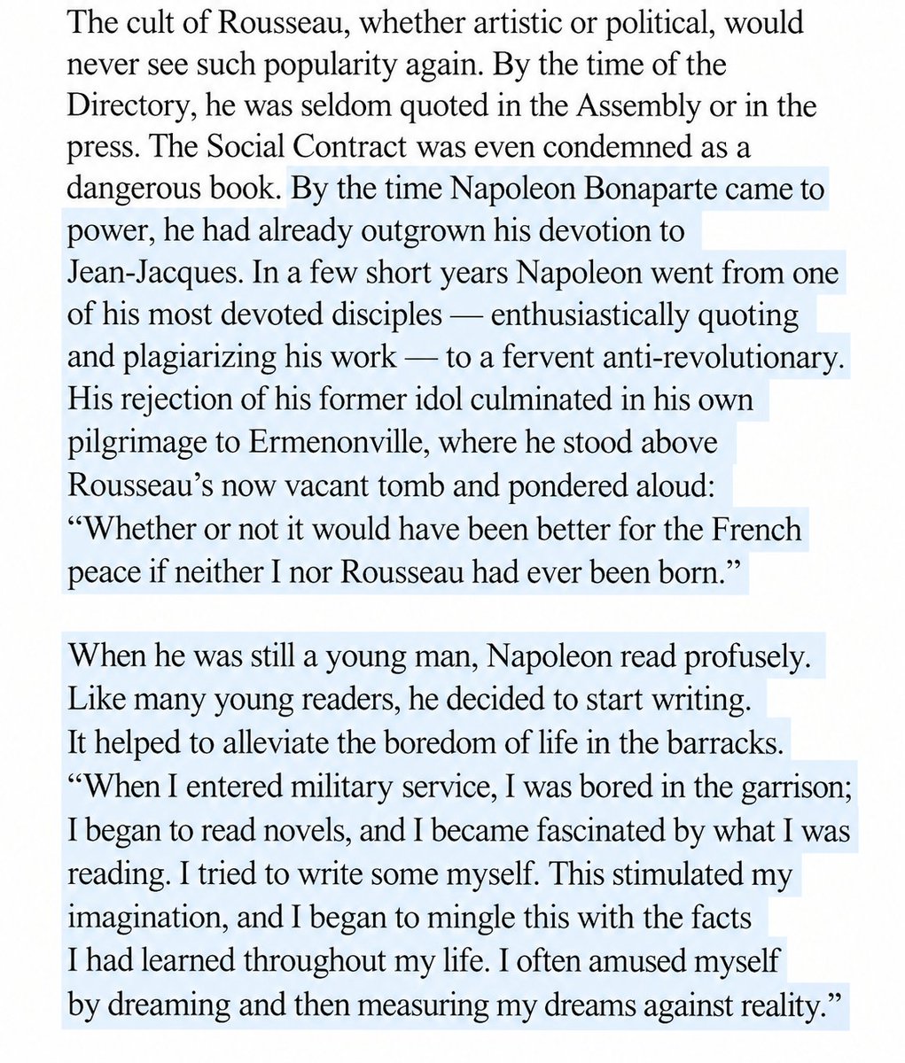 nic_munoz's tweet photo. Napoleon was obsessed with writing. And you should be too. Writing allows you to exercise your imagination. It betters your recall. It lets you flesh out your ideas. 

Napoleon said: "I became fascinated by what I was reading. I tried to write some myself. This stimulated my imagination."

"I often amused myself by dreaming and then measuring my dreams against reality."