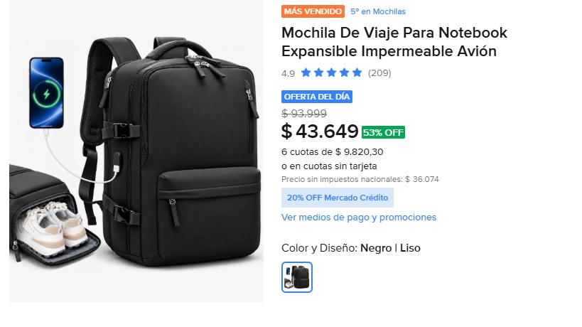 Myoferts's tweet photo. Viajá sin estrés con esta Mochila Expansible e Impermeable. Entra todo lo que necesitás de forma organizada y pasa directo como bolso de mano.

Sus 3 golazos:
✈️ Medidas aprobadas para avión (chau cargos extra).
🔌 Puerto USB para cargar tu celu donde sea.
👟 Compartimento separado para calzado y espacio para notebook.
¡Está regalada con un 53% de DESCUENTO y cuotas! 📉🔥

👉 Comprala directo en el link que te dejo aqui https://t.co/WBrHKwdbB3