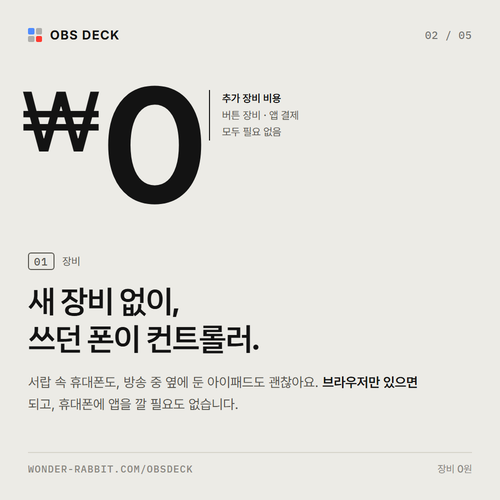 WDRB_ICETEA's tweet photo. 쓰던 아이패드·휴대폰이 OBS 스트림덱이 됩니다.

장면 전환, 녹화·송출, 음소거, 채팅 확인까지 손끝으로. 새 장비도, 앱 결제도, OBS 플러그인도 필요 없어요.

무료 프로그램 OBS Deck
https://t.co/H5umpa8XZ6

#OBS #스트리머 #방송장비 https://t.co/xkMpJdNow4