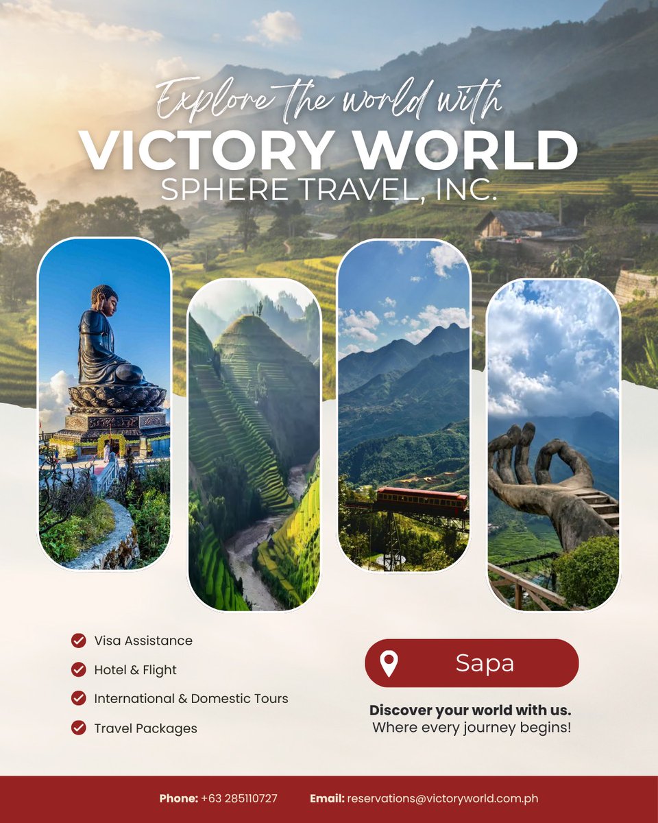 PrincessValdez's tweet photo. Travel made easy. Explore Sapa, Vietnam from PHP 38, 588, with visa assistance, hotel bookings, flights, tours, and complete travel packages. Discover mountain views, rice terraces, local culture, and peaceful villages. https://t.co/MK9G10rZVa