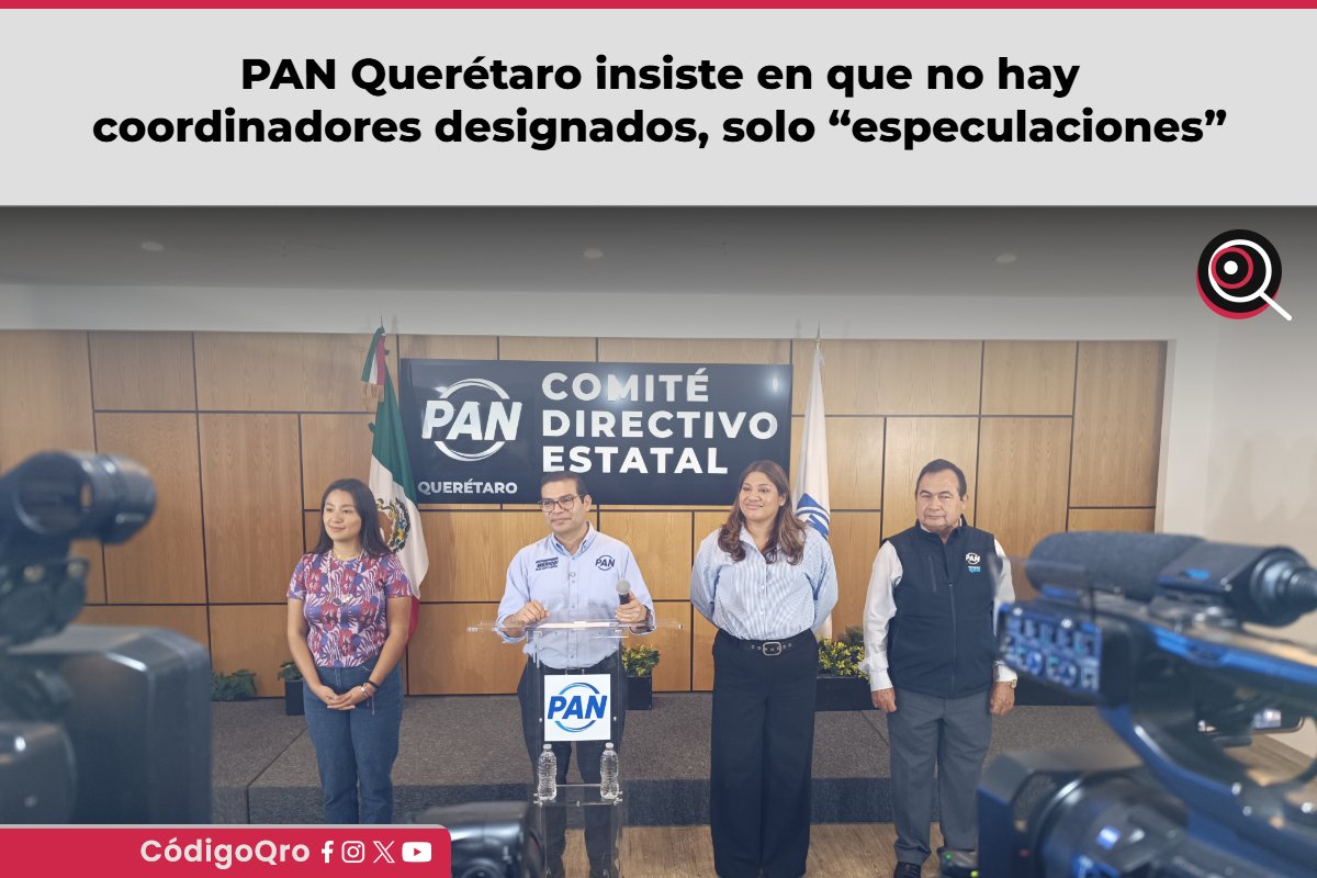 CodigoQro's tweet photo. PAN Querétaro niega nombramientos anticipados para "Cuidar Querétaro" 🏛️🗳️

El dirigente estatal del PAN, Martín Arango García, aclaró que no existen designaciones oficiales tras el cierre de encuestas y defendió la transparencia del proceso interno, señalando que las imágenes recientes del gobernador Mauricio Kuri con actores políticos tienen un carácter puramente institucional.

https://t.co/VrcfwrGt3V

#PAN #Querétaro #CuidarQuerétaro #PolíticaQuerétaro #NoticiasQuerétaro