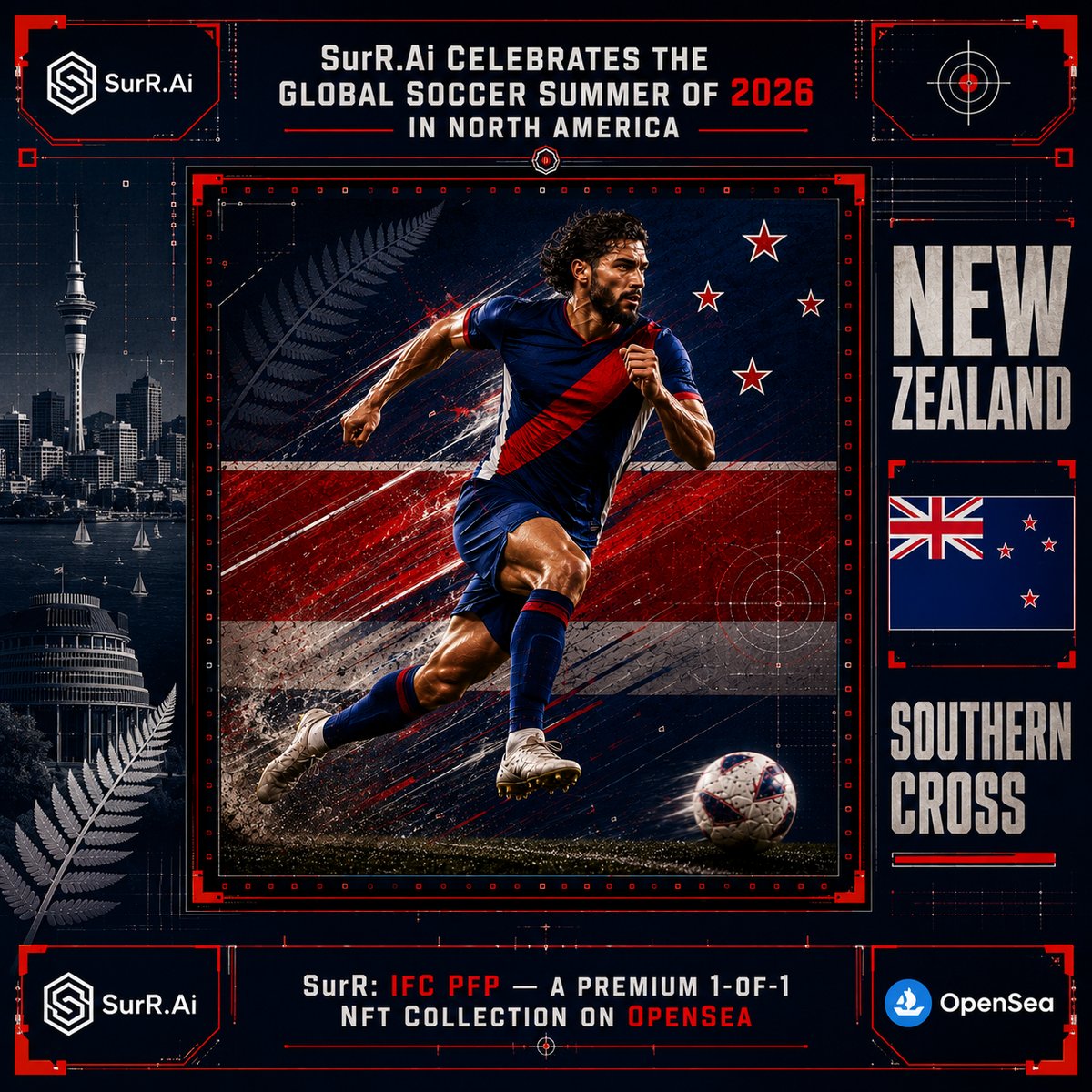 SurRNFTs's tweet photo. ⚽ The chaos. The clock. #Collectibles
SurR: IFC #PFP is live: 53 premium 1-of-1 #phygital #artworks for Global #Soccer Summer 2026
#10 #NewZealand
#Collection
#Backstory
#Sports #Crypto #NFT #TradingCard #Football #FC https://t.co/qcXc6MMfu4