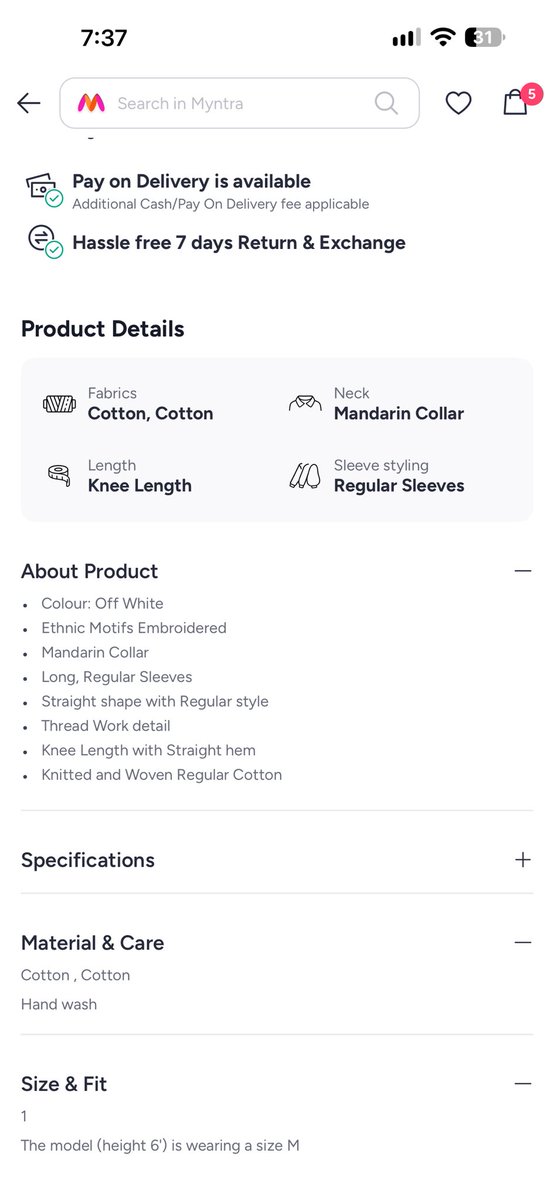 androabhideep's tweet photo. @myntra @MyntraSupport how are you shipping products without brand tags and seal tags and later delaying returns as the tags don’t exist? The product material description is also false… it’s not even close to anything like cotton. It doesn’t feel like @HouseofPataudi product. https://t.co/s2YSU0tAVP