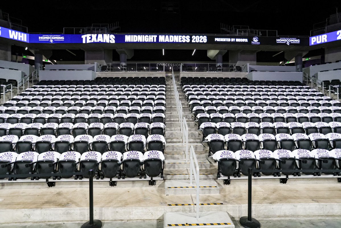 TarletonSports's tweet photo. Scene is set for Midnight Madness! 🤩 https://t.co/YOWzlnU0JX