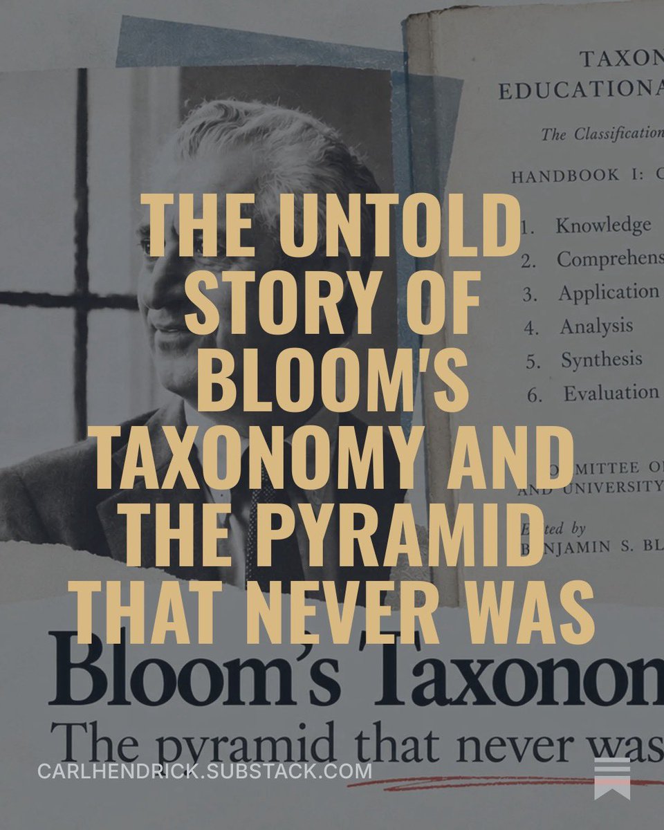 KnowledgeMatrs's tweet photo. Knowledge isn’t at the bottom of Bloom’s Taxonomy because it matters least. It’s the foundation for everything that follows.

@C_Hendrick reminds us that higher-order thinking depends on what we know.

#KnowledgeMatters💙

https://t.co/HOBY3TbHRC https://t.co/uxkEvC0YXl
