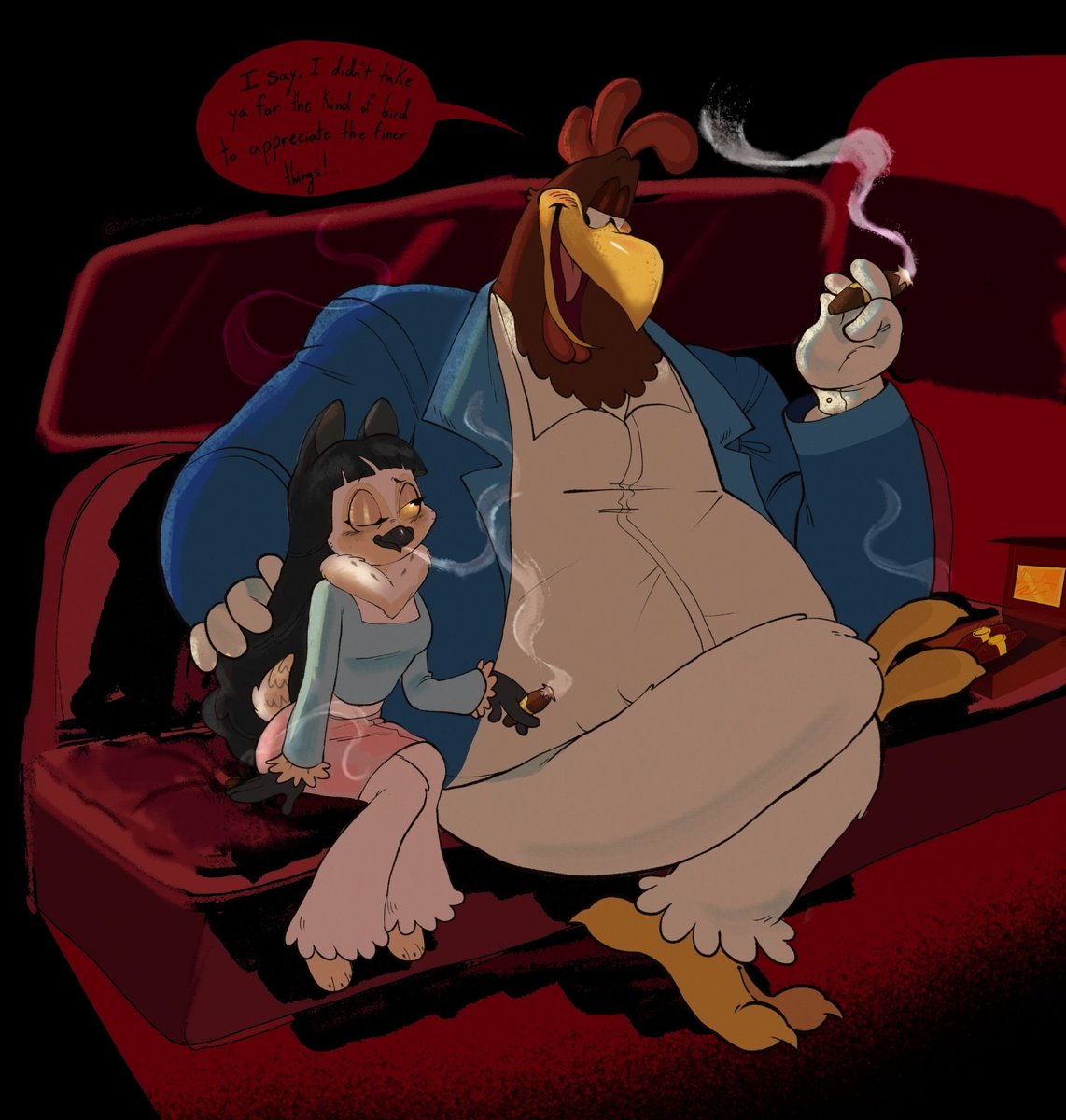Pink_shrimpdraw's tweet photo. YEAAHHH-LUNG CANCERR  

commission by @Mayoz_wap ! 
#loonytunes #foghornleghorn https://t.co/K60KYEJIGp